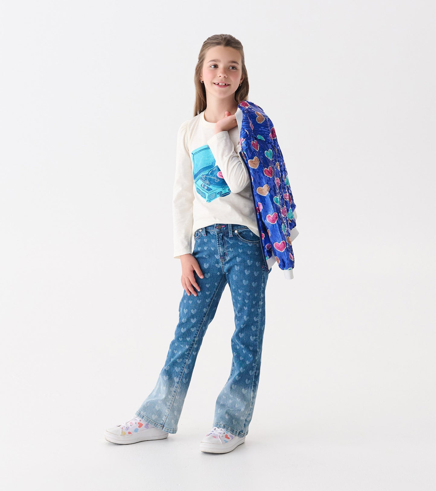 Girls Hearts Flared Leg Denim