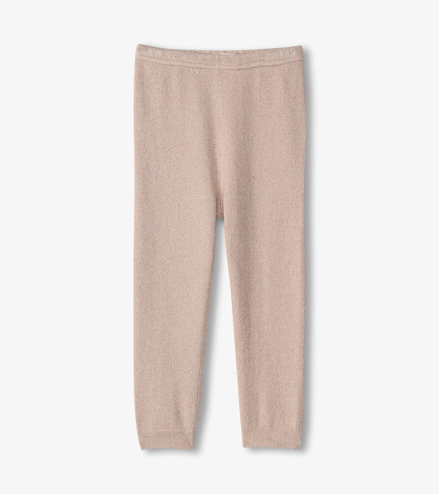 Gold glitter cable knit leggings for baby girls, featuring a soft texture and fitted design.