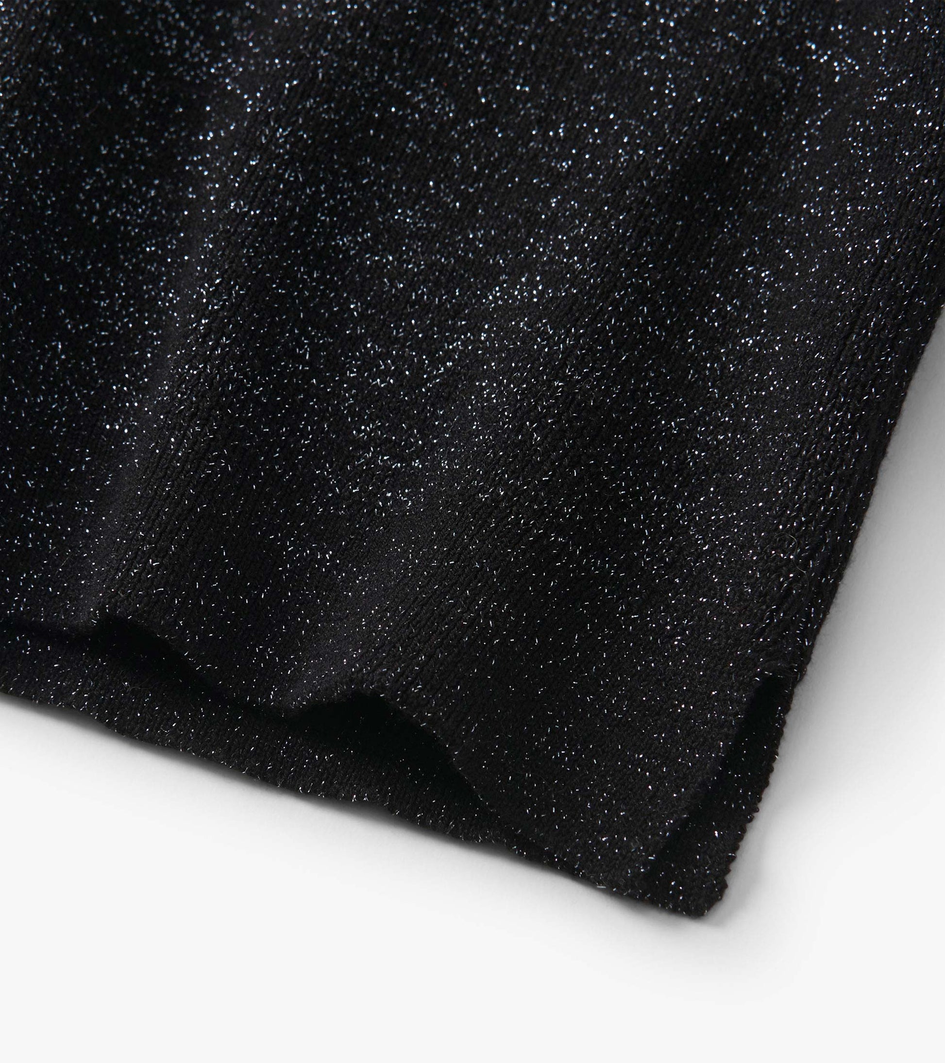 Black glitter turtleneck with a soft texture, suitable for girls, showcasing a stylish and festive design.
