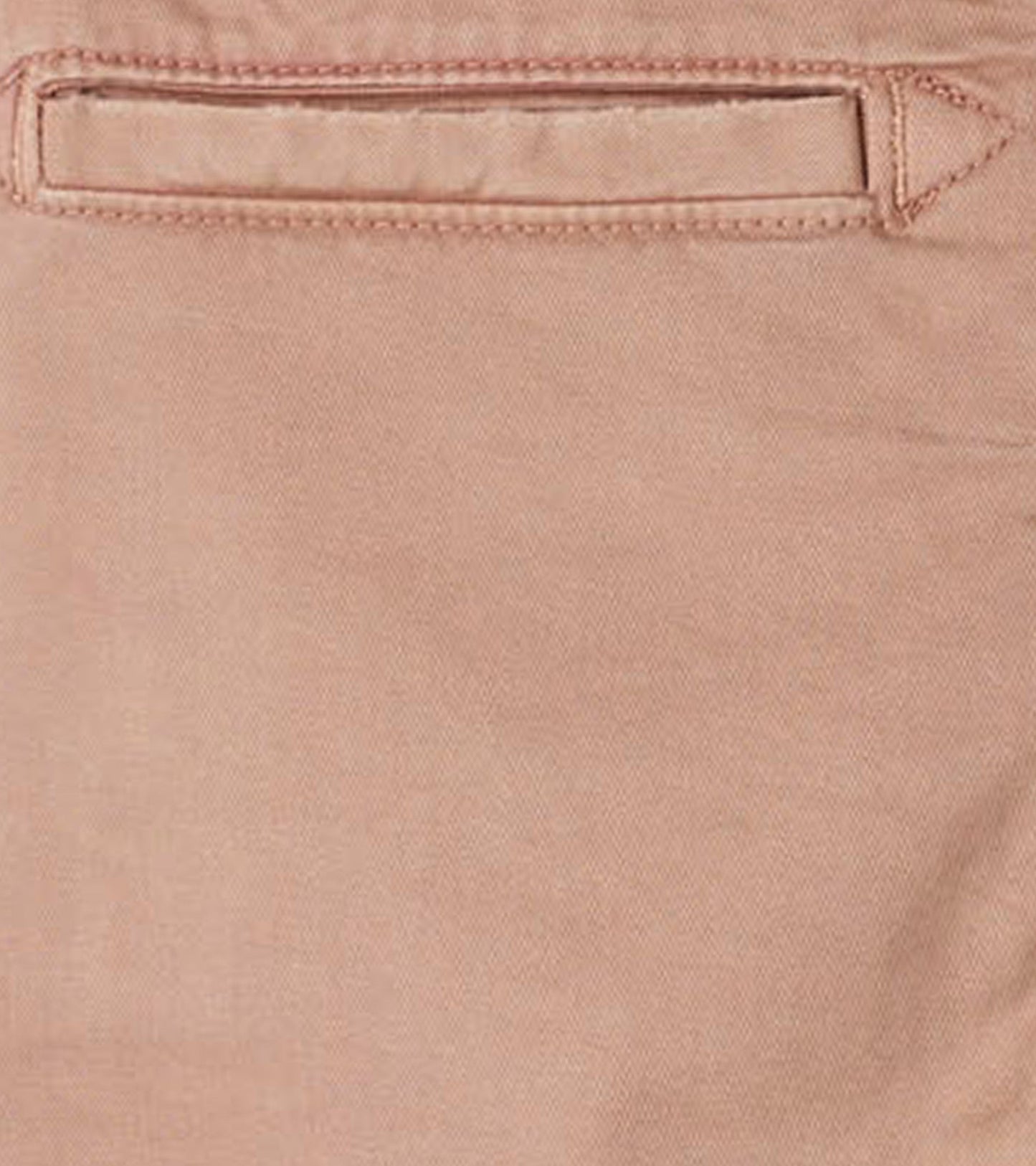 Khaki twill pants featuring a back pocket with a stitched flap detail. Suitable for casual wear.