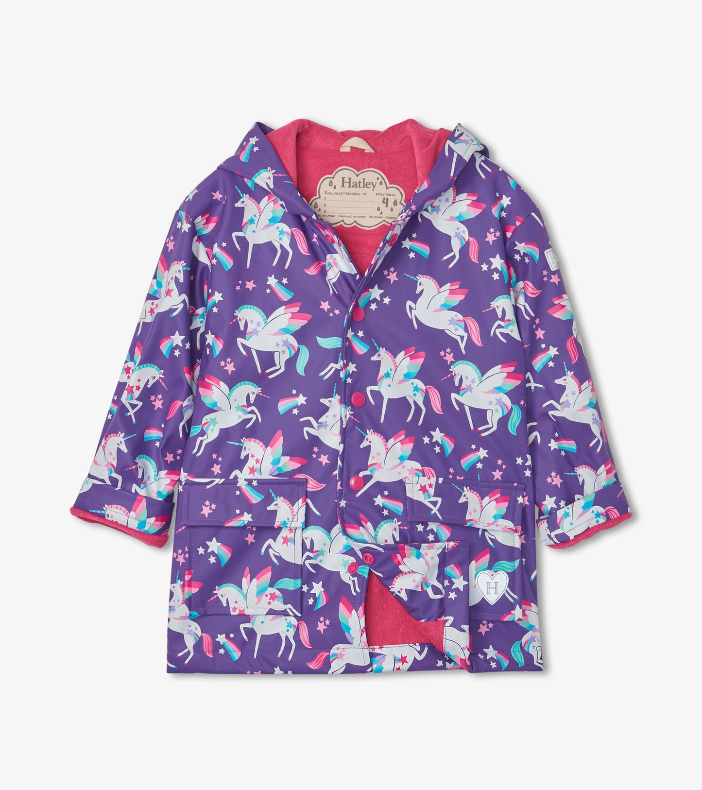 Girls Unicorn Button-Up Raincoat