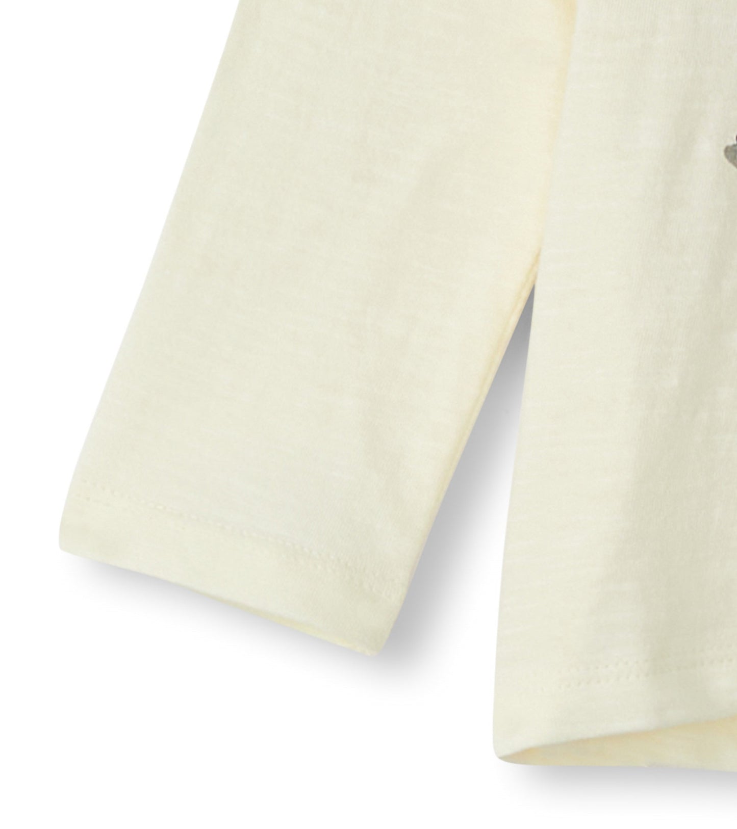 Cream long sleeve t-shirt featuring a skating deer design, suitable for babies and toddlers.