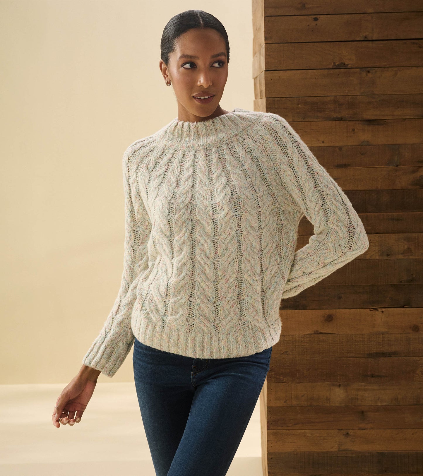 Dylan Cable Knit Jumper - Clear Rainbow