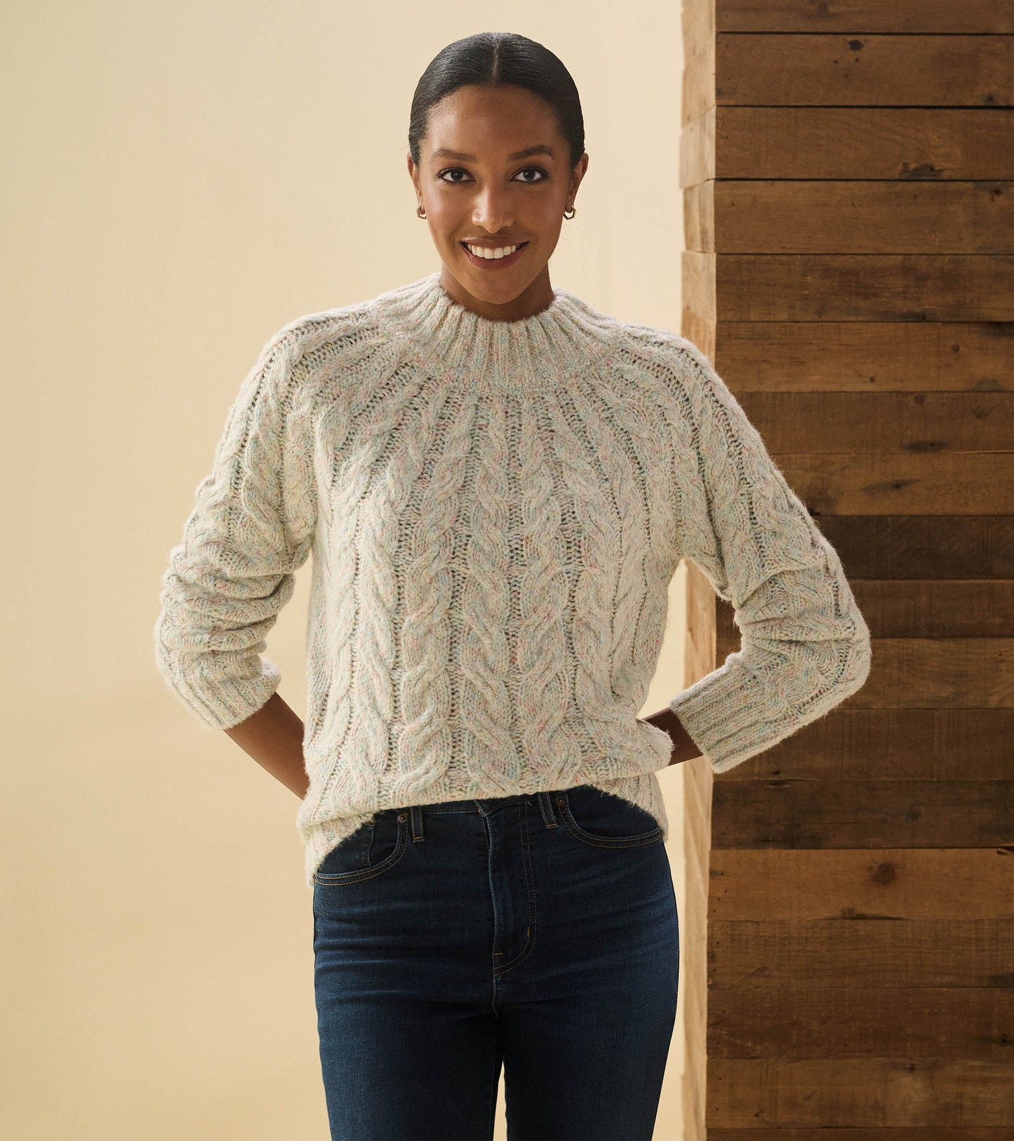 Dylan Cable Knit Jumper - Clear Rainbow