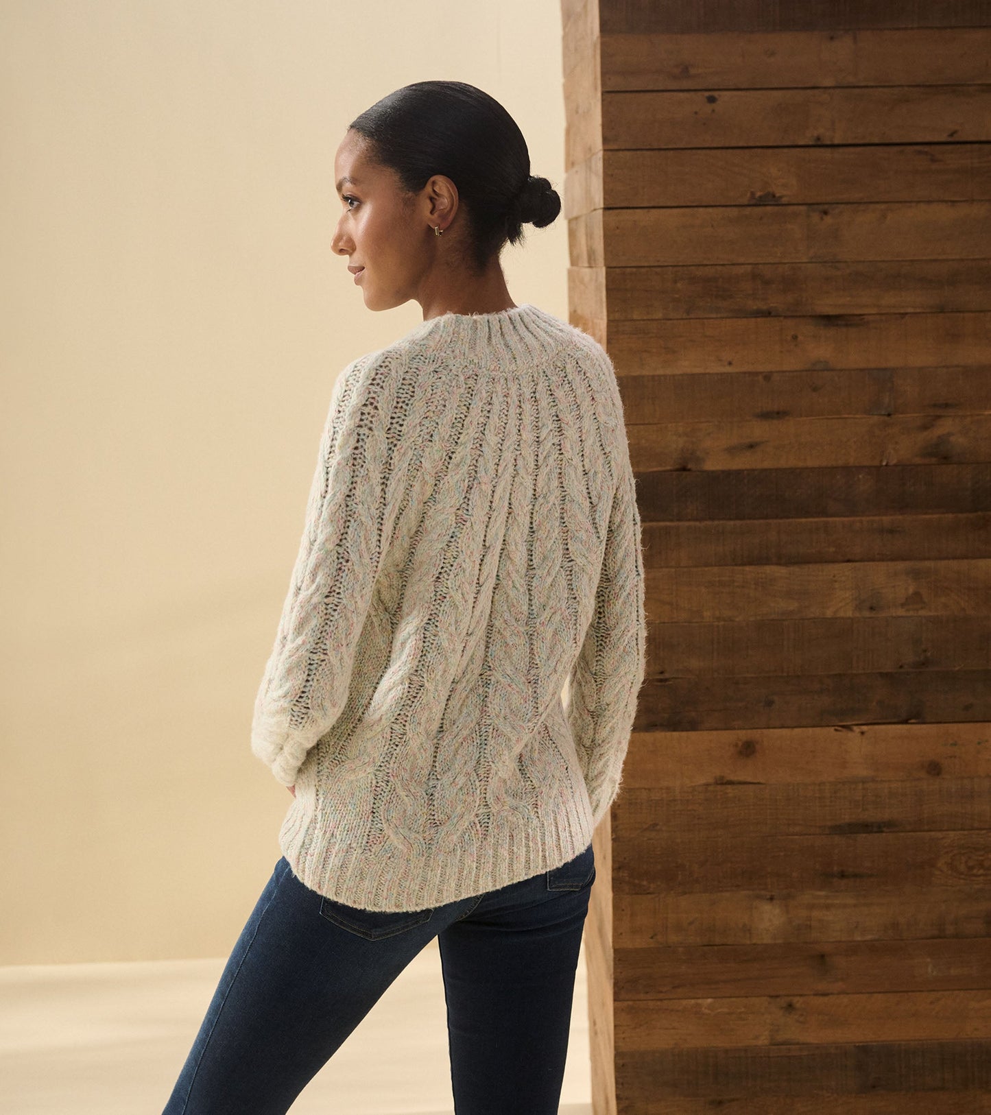 Dylan Cable Knit Jumper - Clear Rainbow