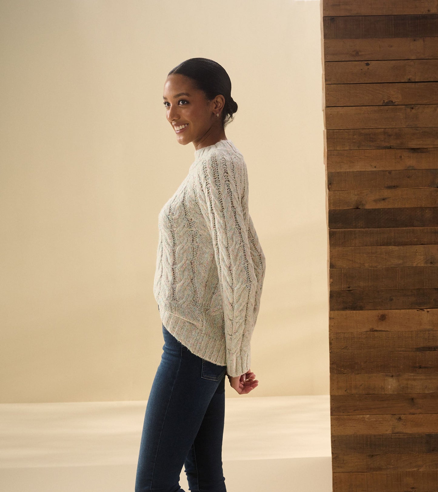 Dylan Cable Knit Jumper - Clear Rainbow