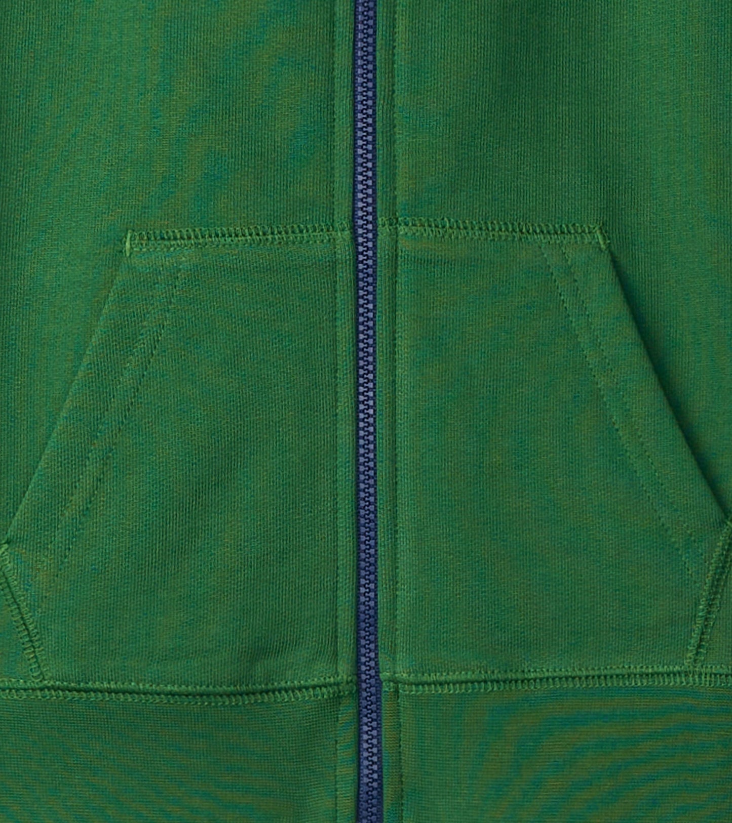 Eden green zip-up hoodie with a front zipper and two side pockets, made from soft material.