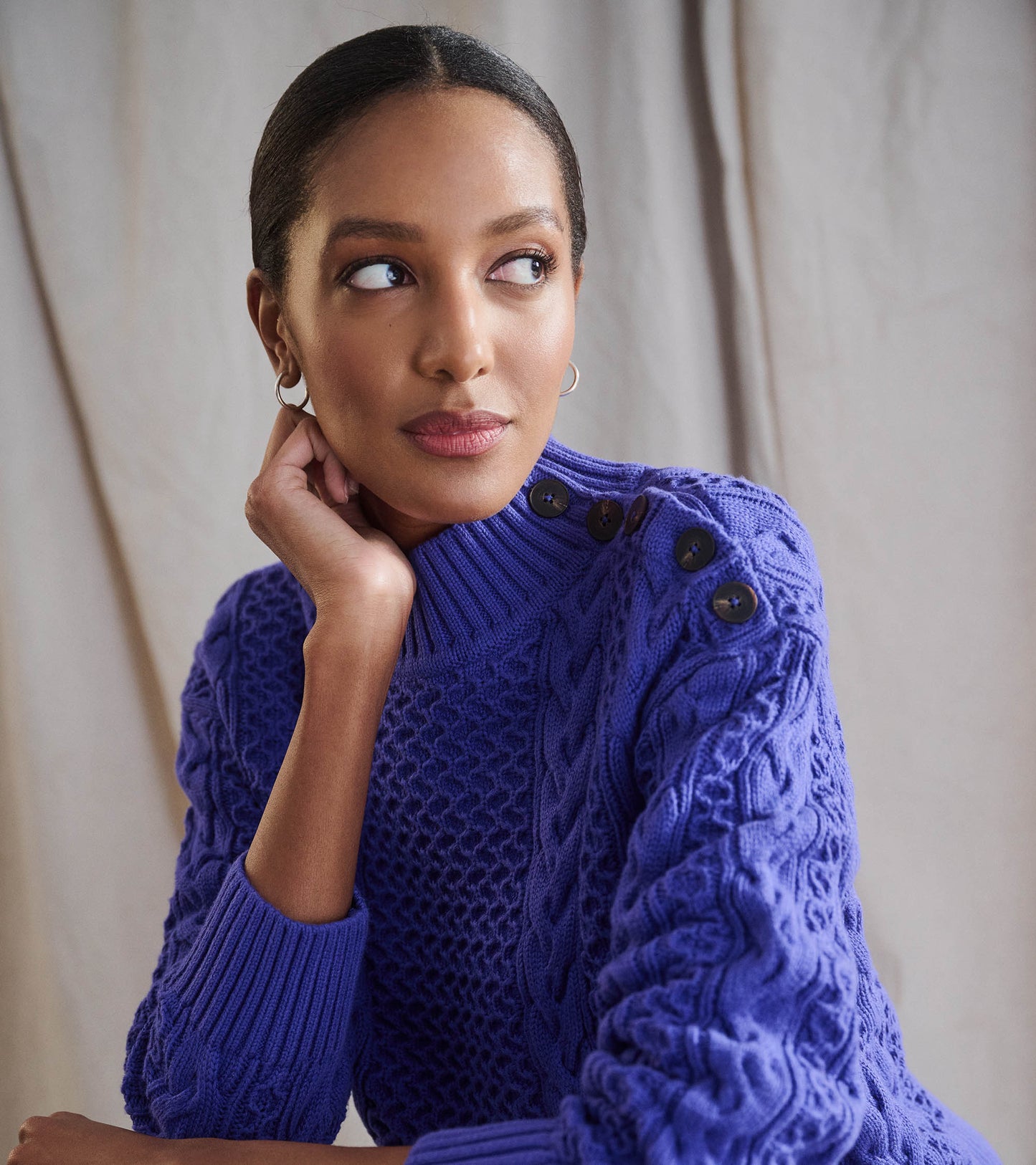 Button Neck Jumper - Ultra Violet