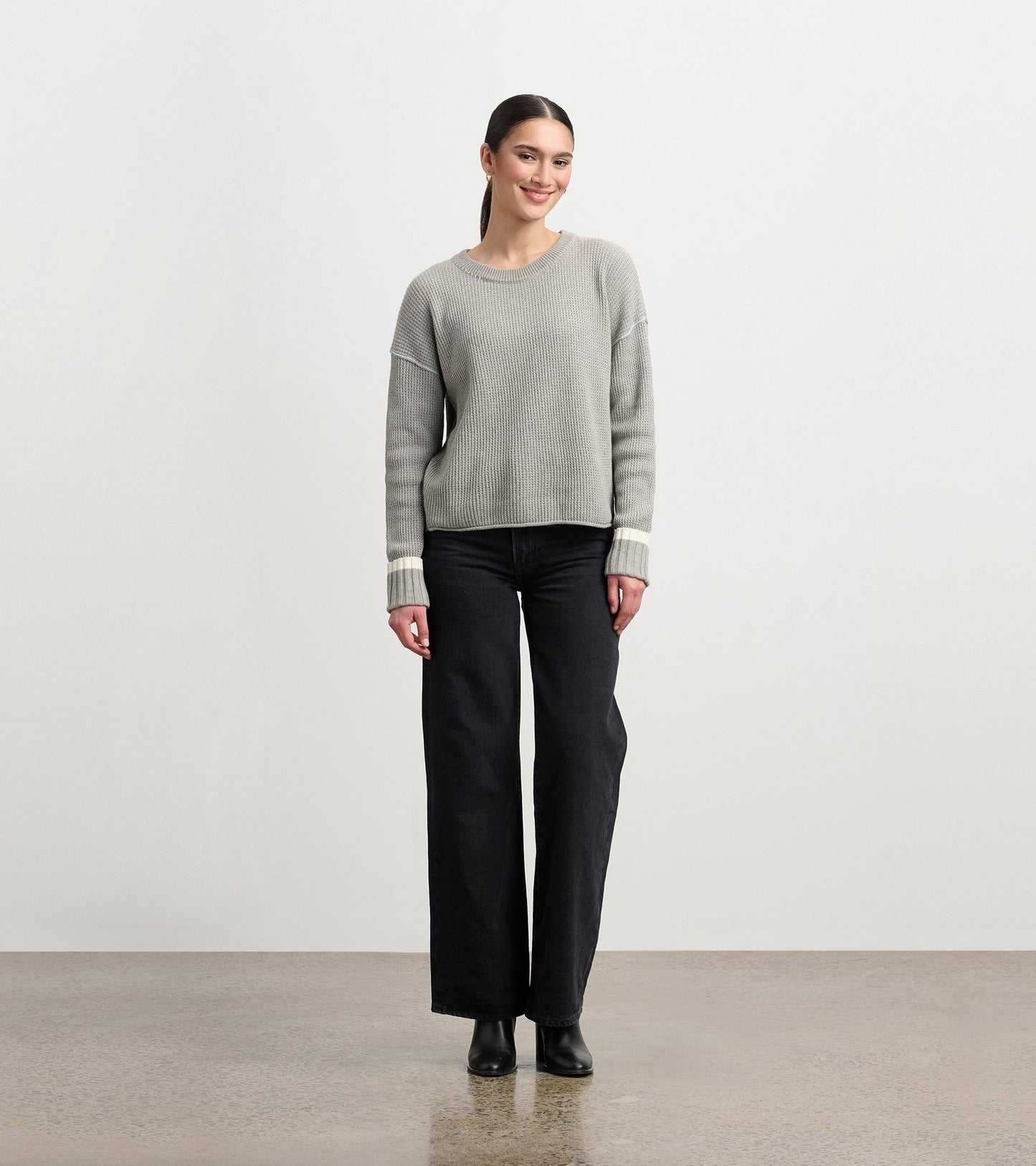 Waffle Knit Jumper - Grey