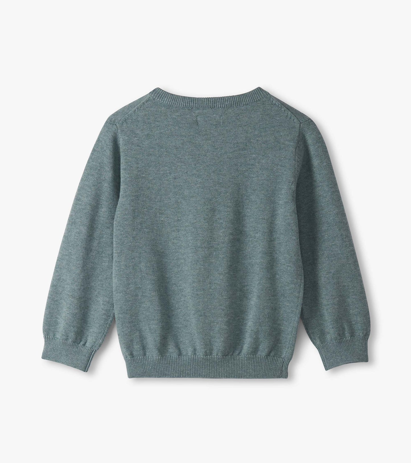 Light blue v-neck sweater for baby and toddler boys, featuring long sleeves and a soft knit texture.
