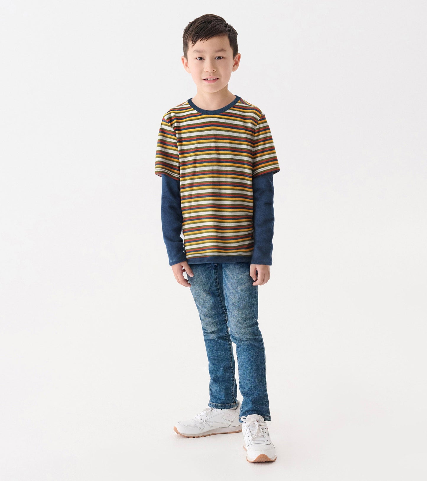Boys Autumn Stripe Fooler Long Sleeve T-Shirt