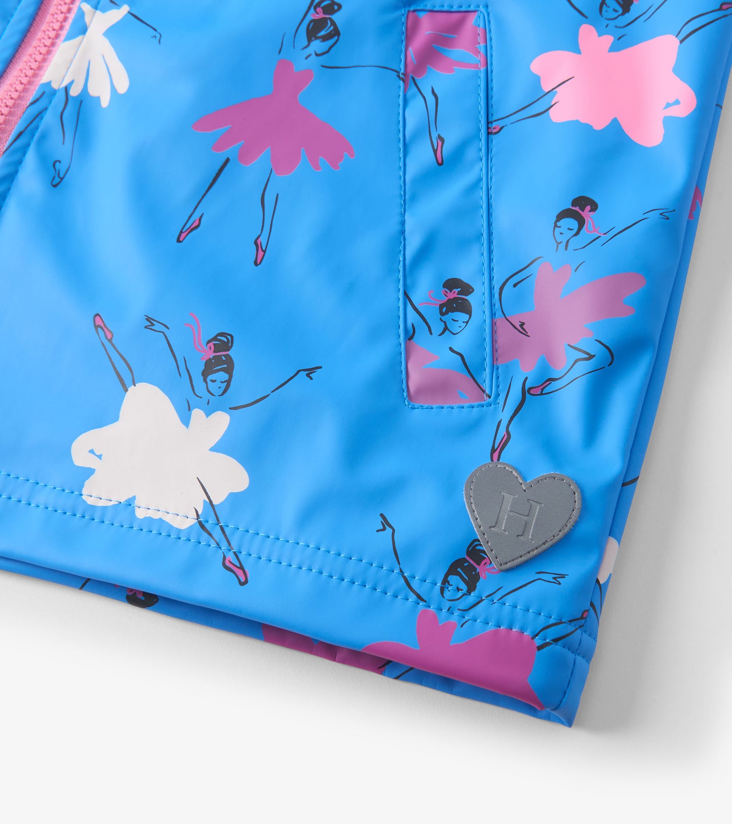 Girls Ballet School Colour Changing Zip-Up Raincoat