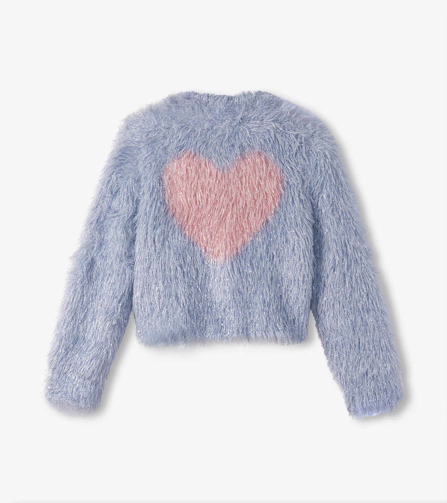 Girls Glitter Heart Blue Metallic Cardigan