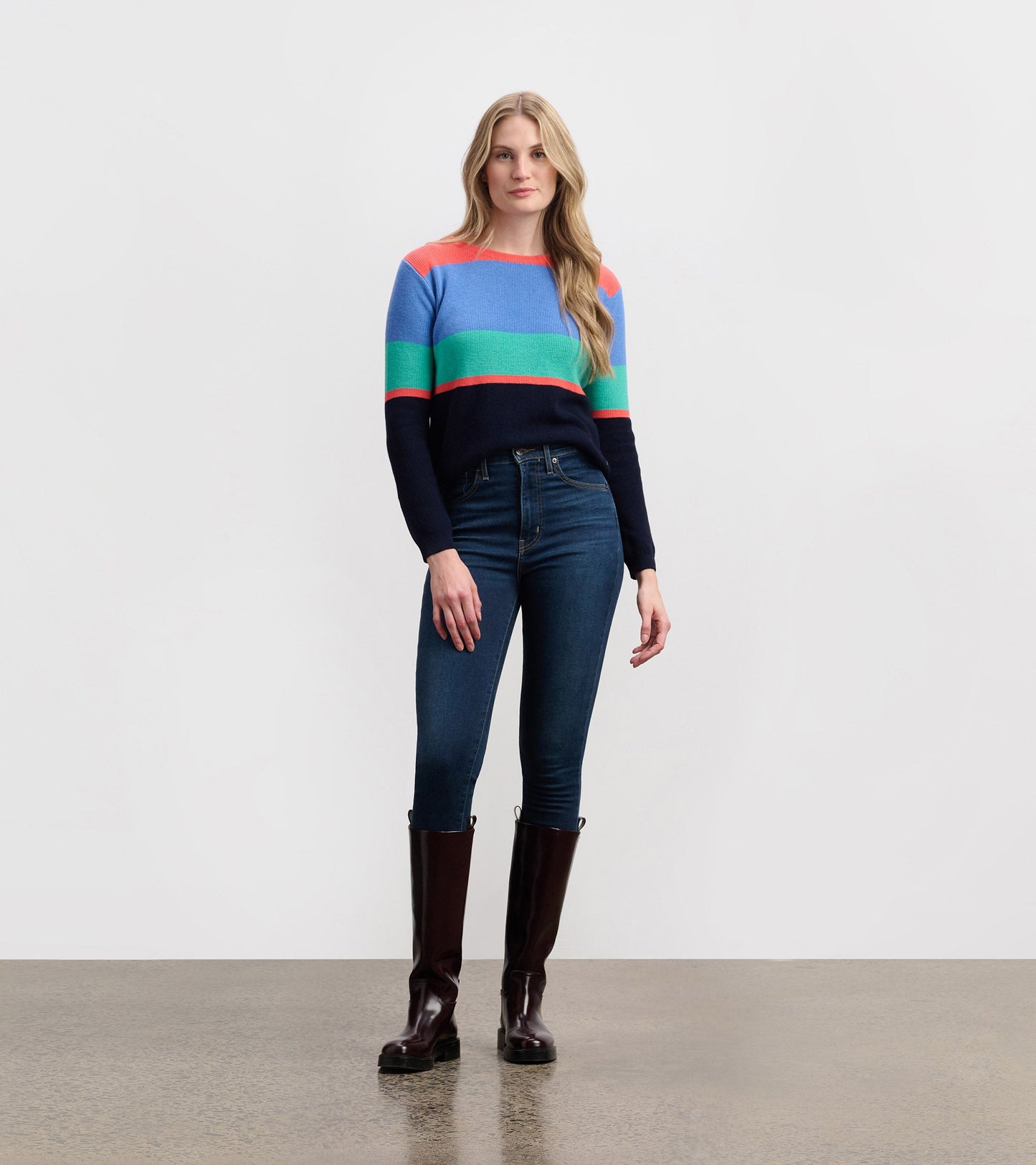Devon Jumper - Bright Colorblock Stripes