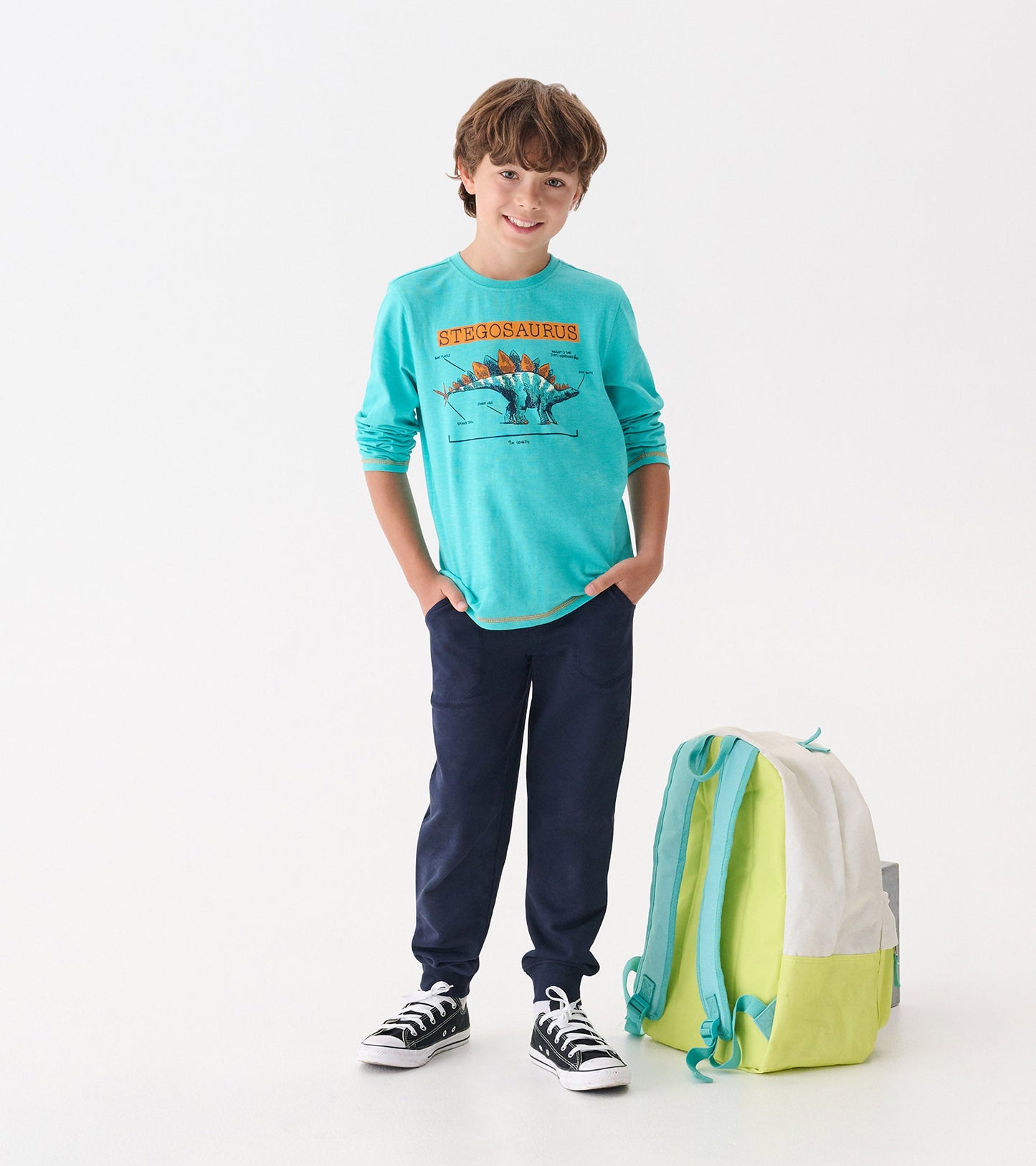 Boys Stegosaurus Long Sleeve Graphic Tee