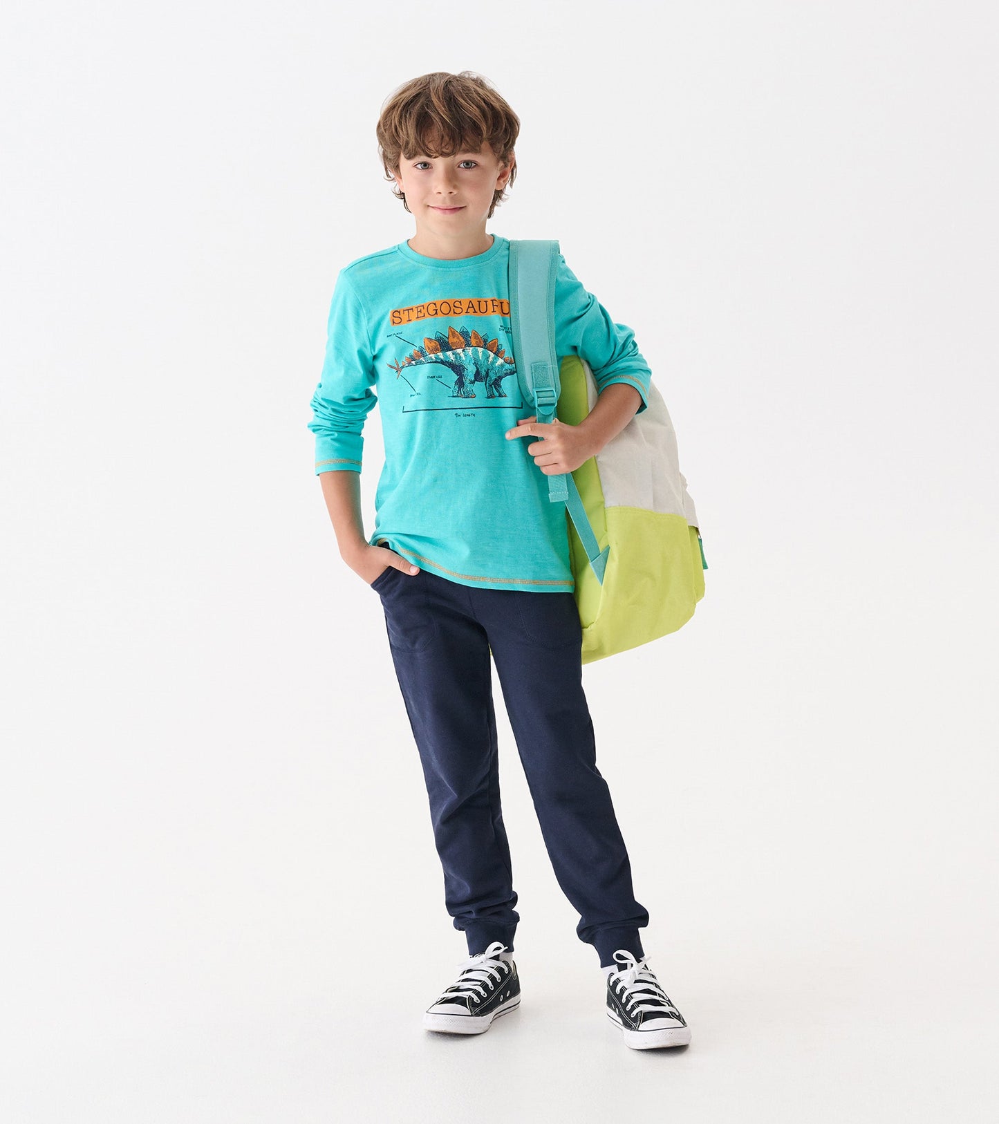 Boys Stegosaurus Long Sleeve Graphic Tee