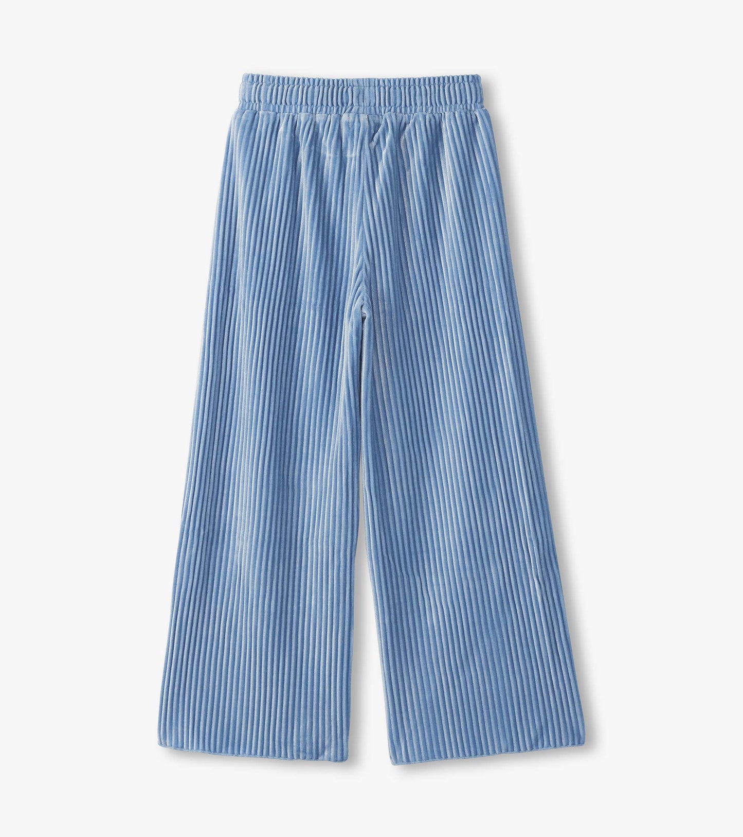 Girls Cornflower Blue Pleated Velour Relaxed Pants