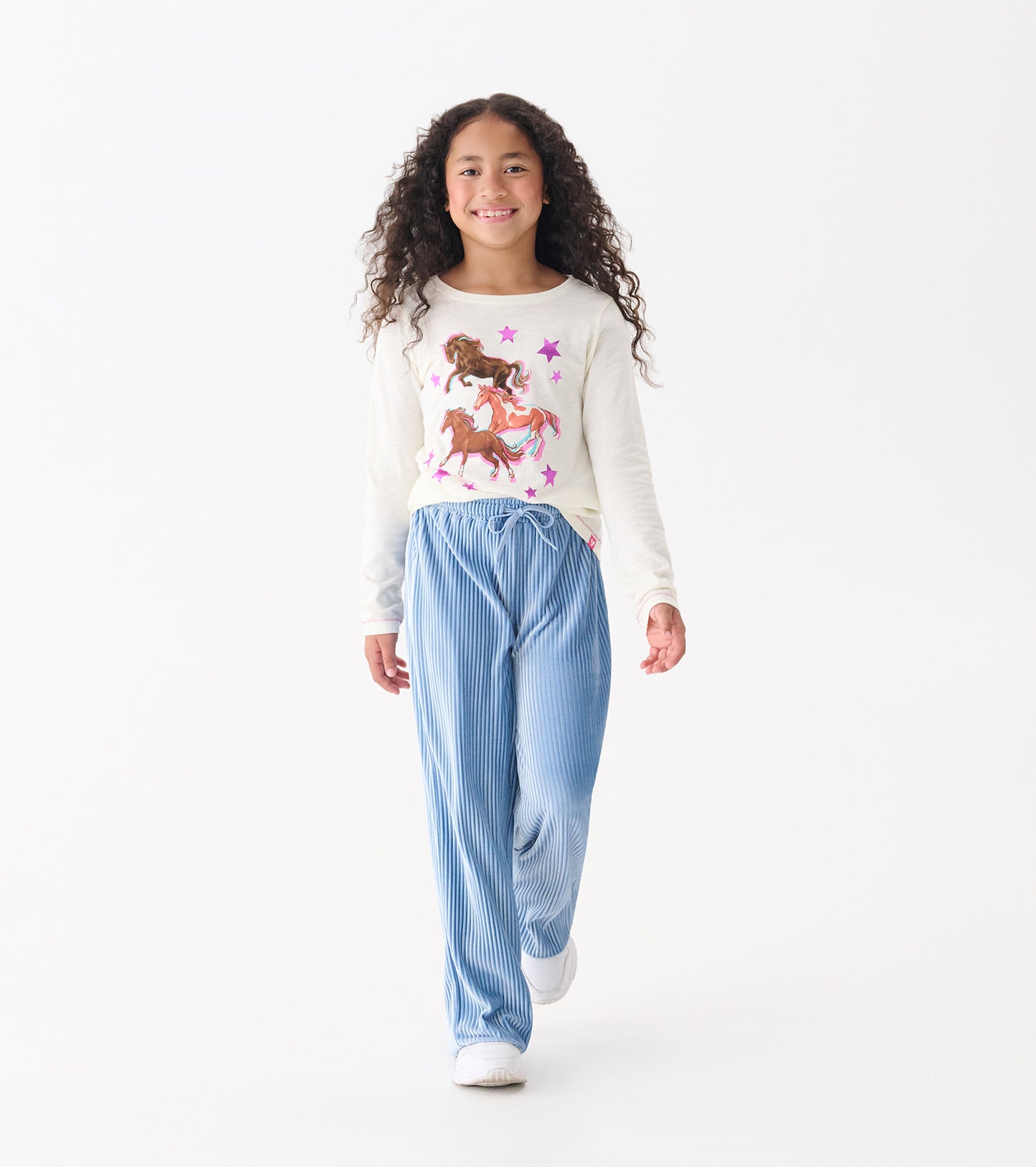 Girls Galloping Horse Long Sleeve Graphic Tee