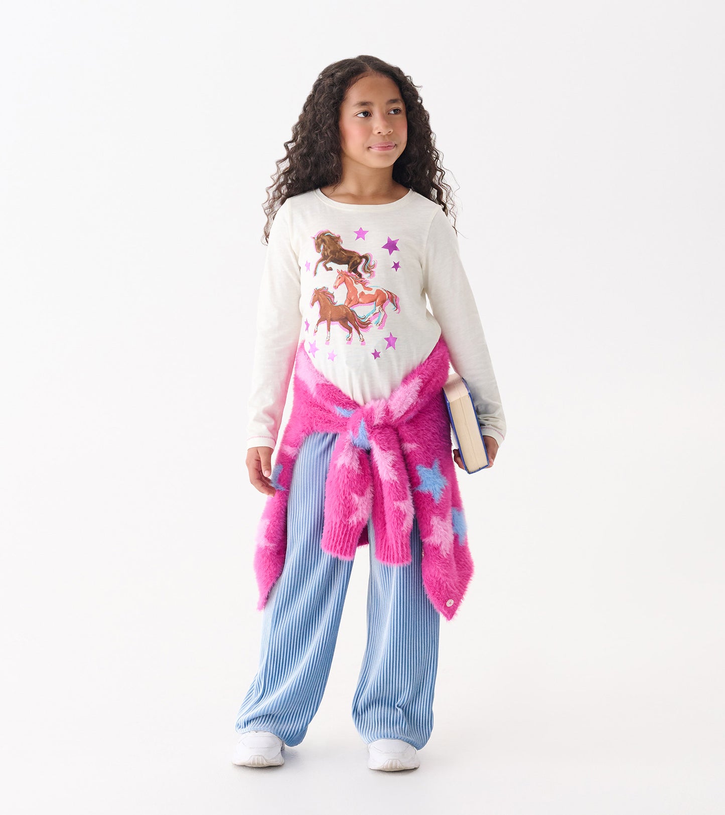 Girls Galloping Horse Long Sleeve Graphic Tee