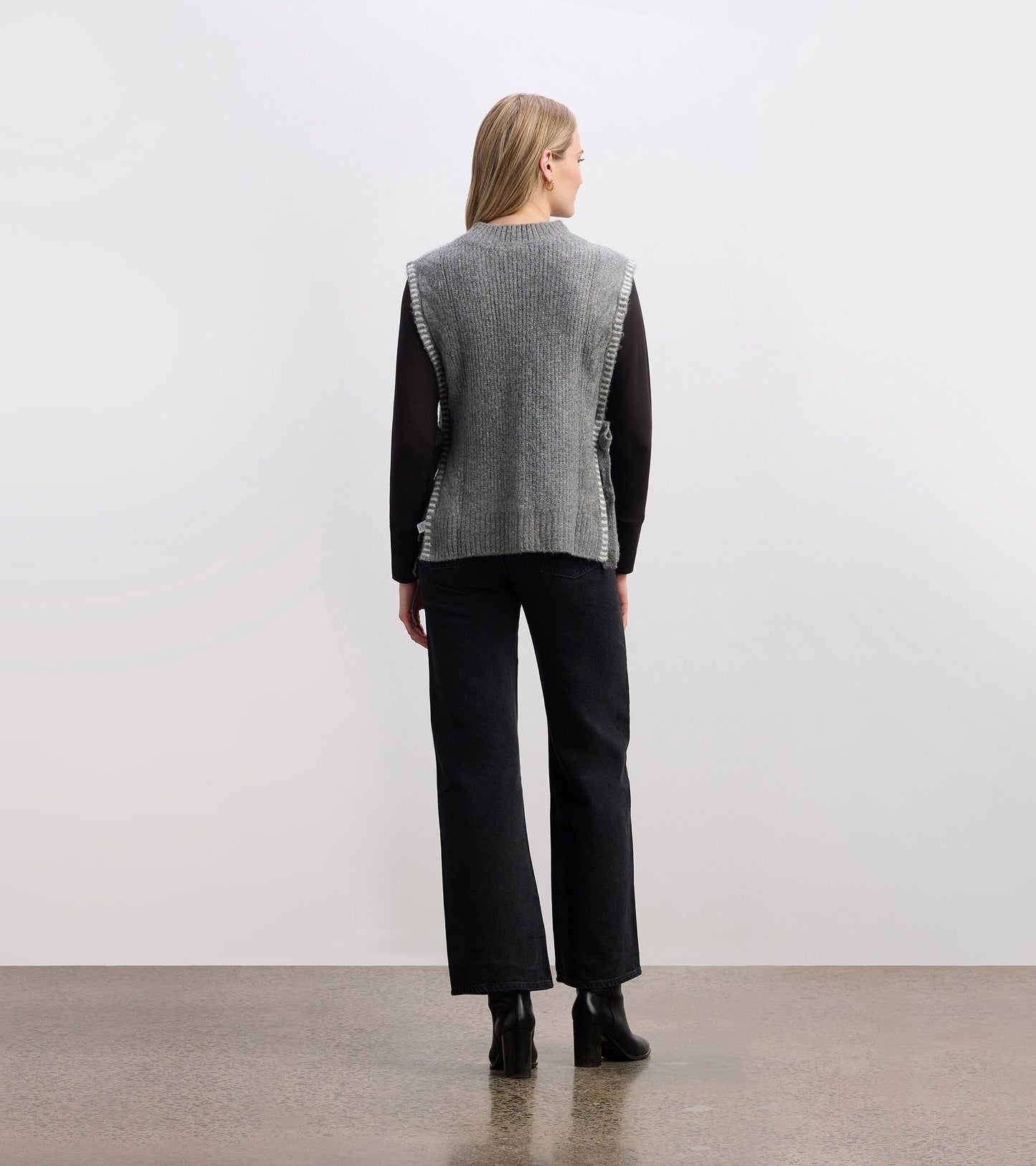 Side-Tie Jumper Vest - Charcoal Melange