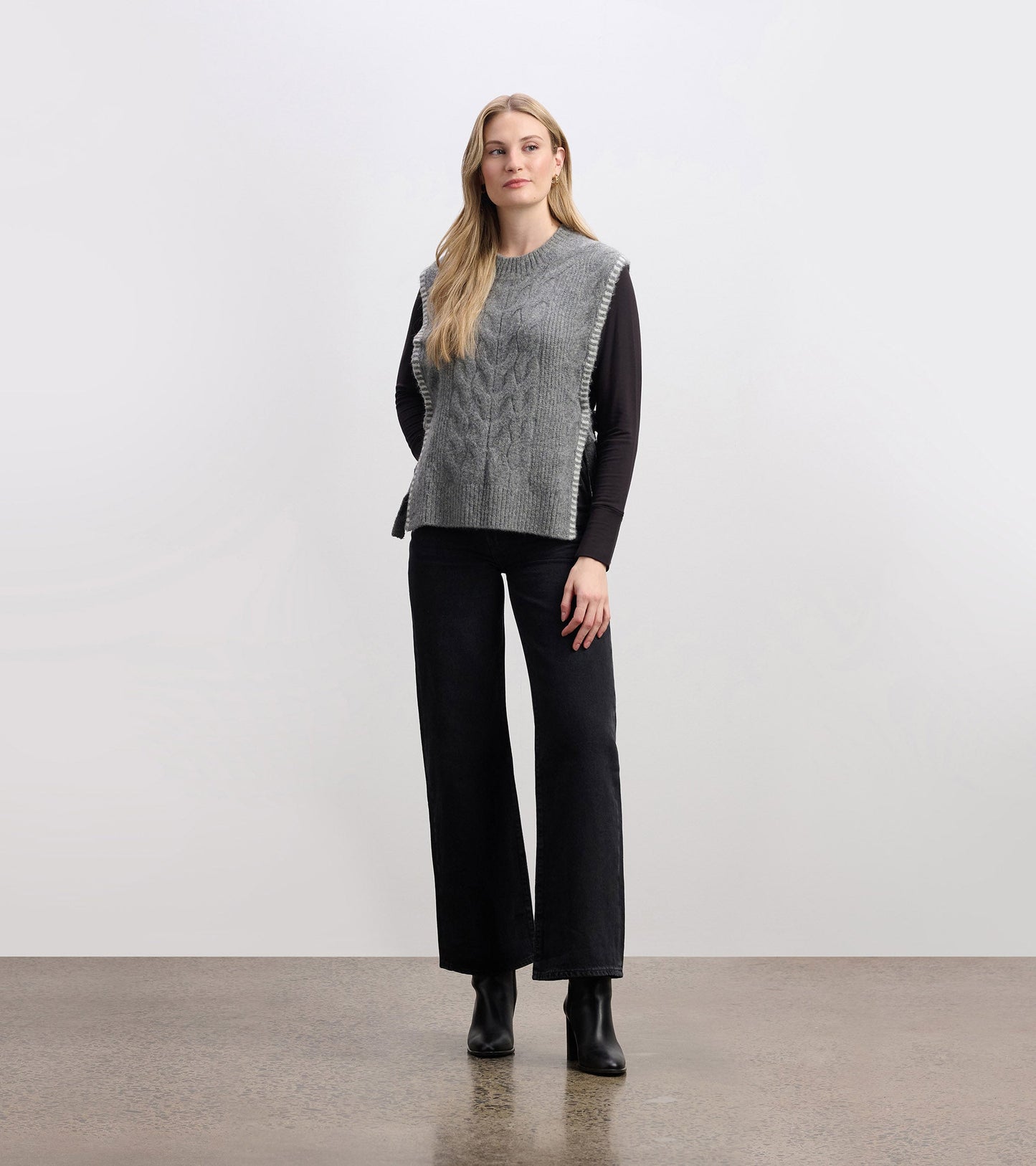 Side-Tie Jumper Vest - Charcoal Melange