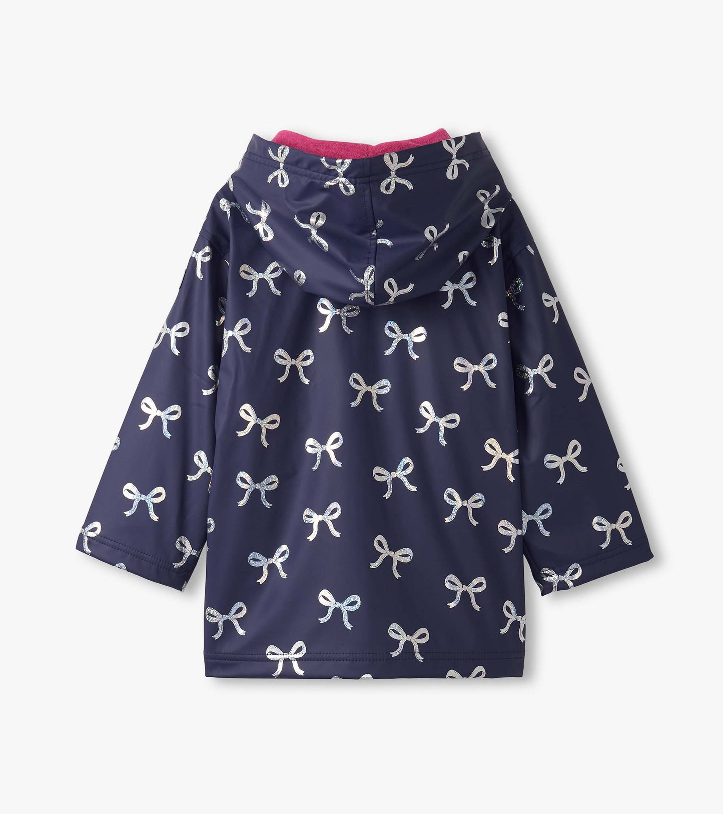 Girls Silver Ribbon Zip-Up Raincoat