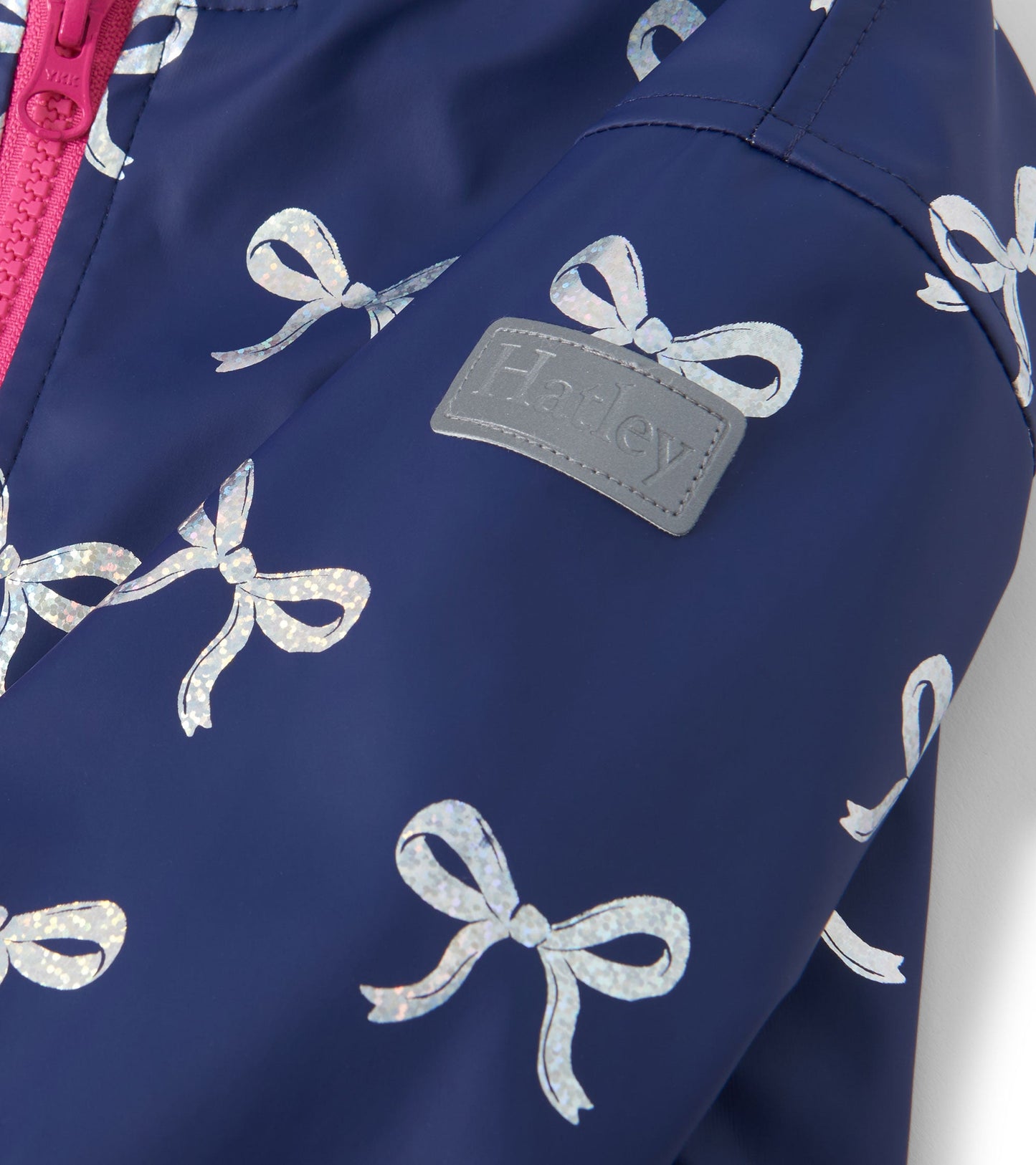 Girls Silver Ribbon Zip-Up Raincoat
