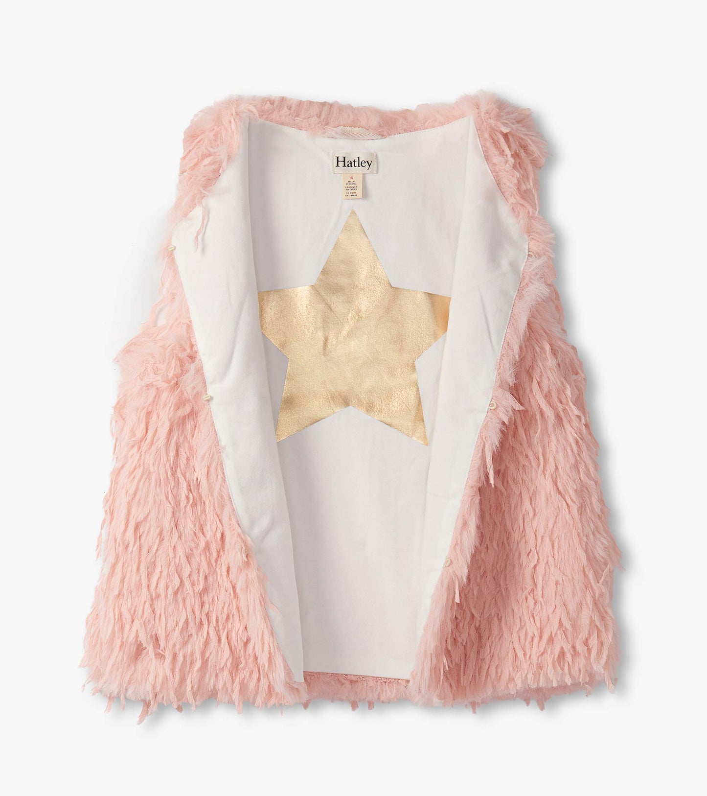 Girls Pale Pink Feather Faux Fur Vest Hatley
