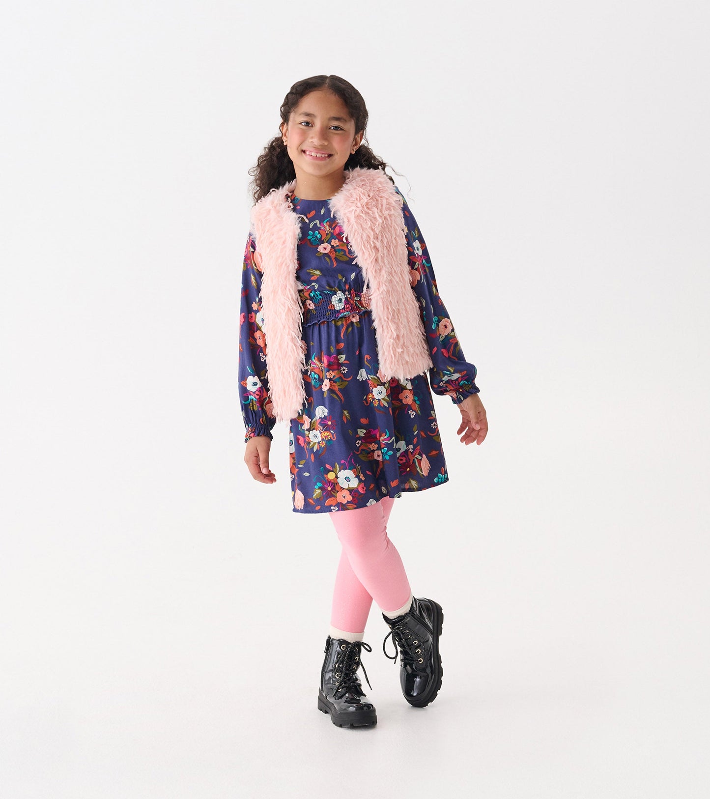Girls Pale Pink Feather Faux Fur Vest Hatley
