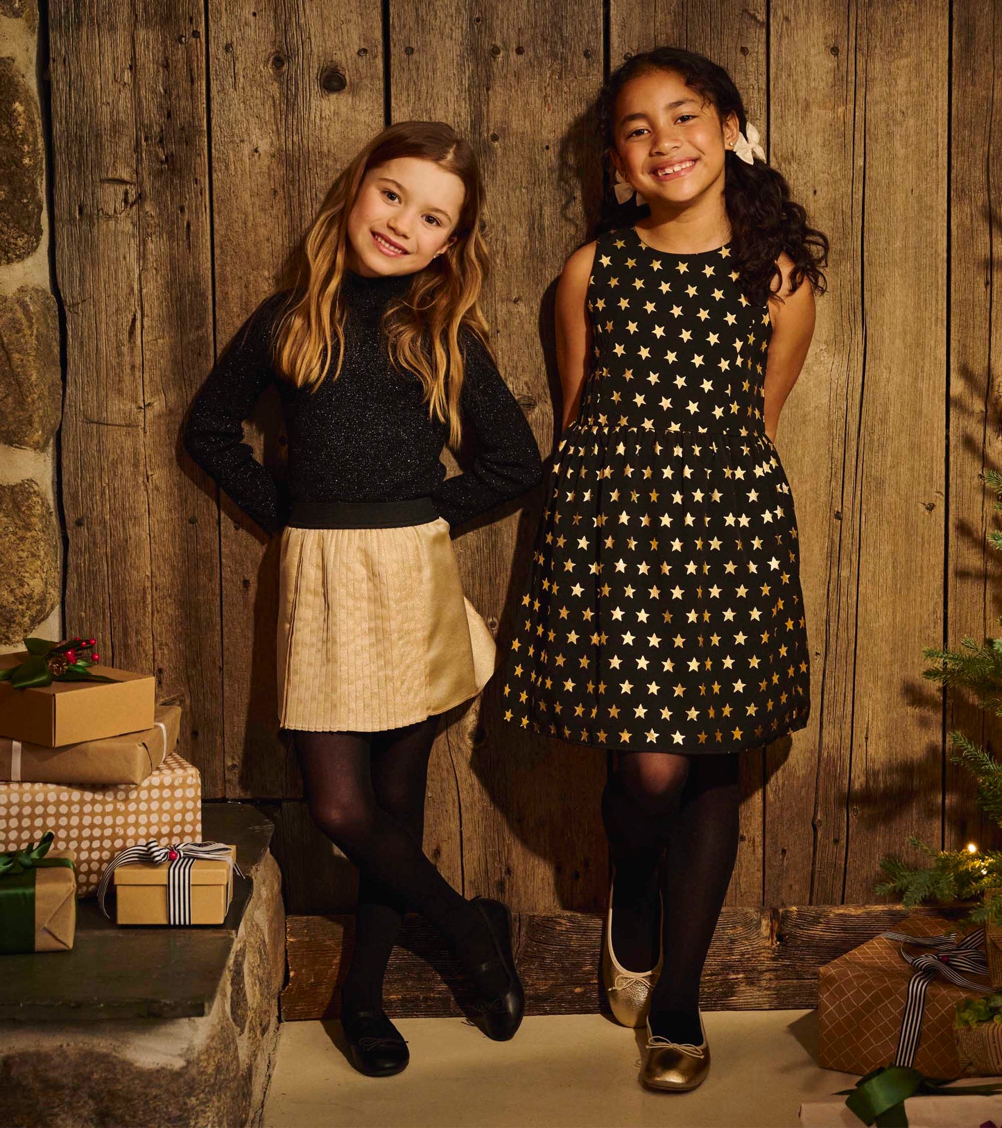 Girls Gold Pleated Fun Skirt