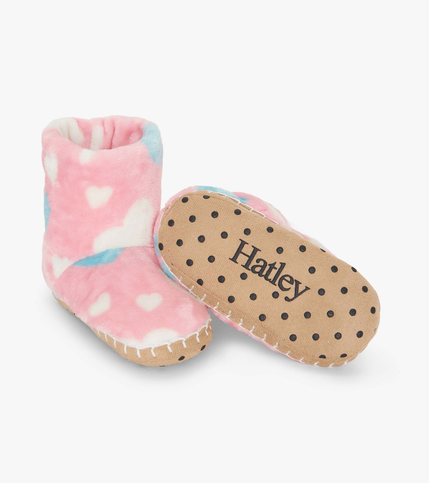 Girls Big Hearts Fuzzy Fleece Slippers
