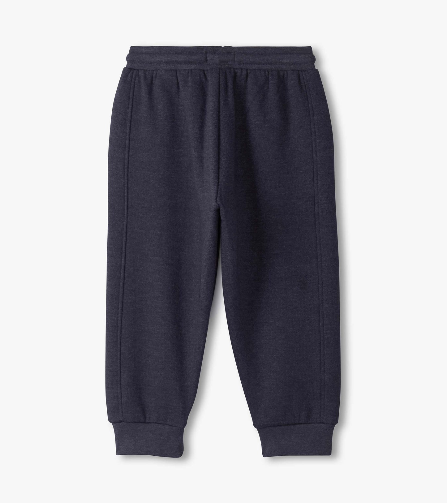 Navy blue lounge pants for baby and toddler boys, featuring an elastic waistband and cuffed ankles.