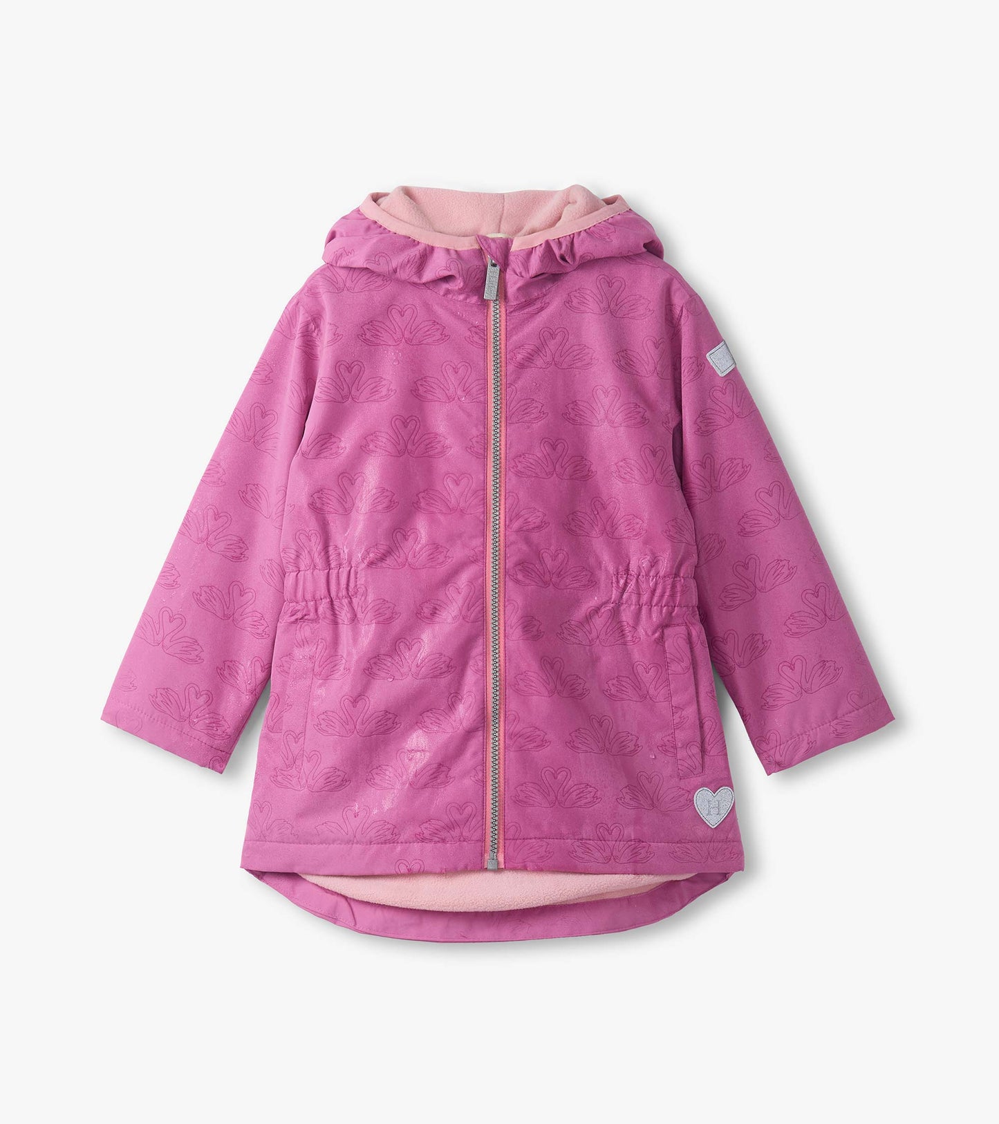 Girls Heart Swans Colour Changing Zip-Up Raincoat