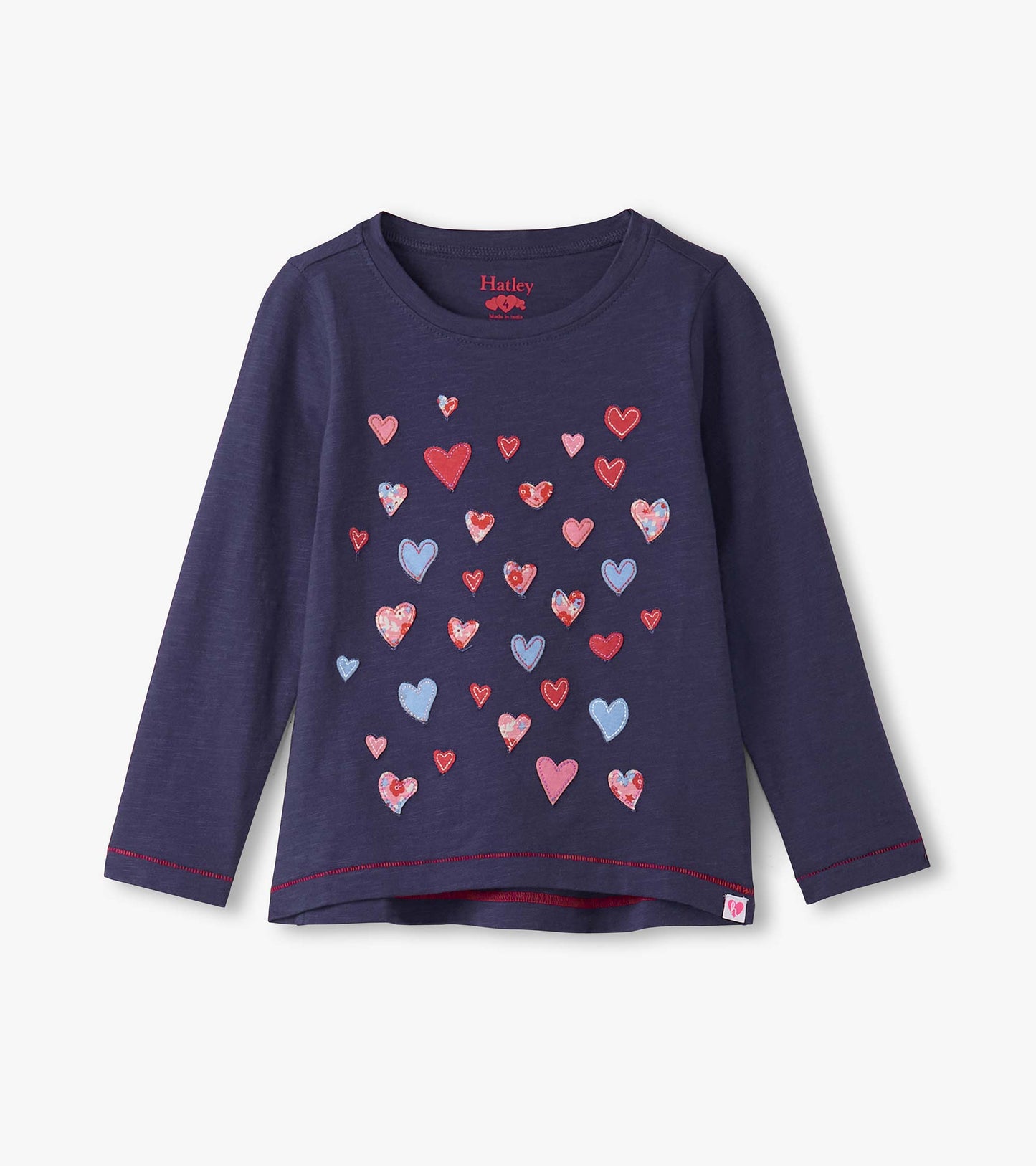 Girls Falling Hearts Long Sleeve Graphic Tee