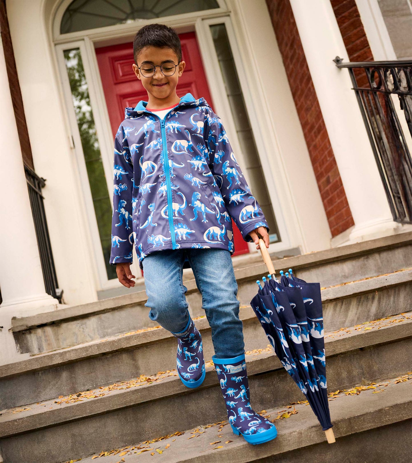 Boys Painted Dinos Colour Changing Zip-Up Raincoat