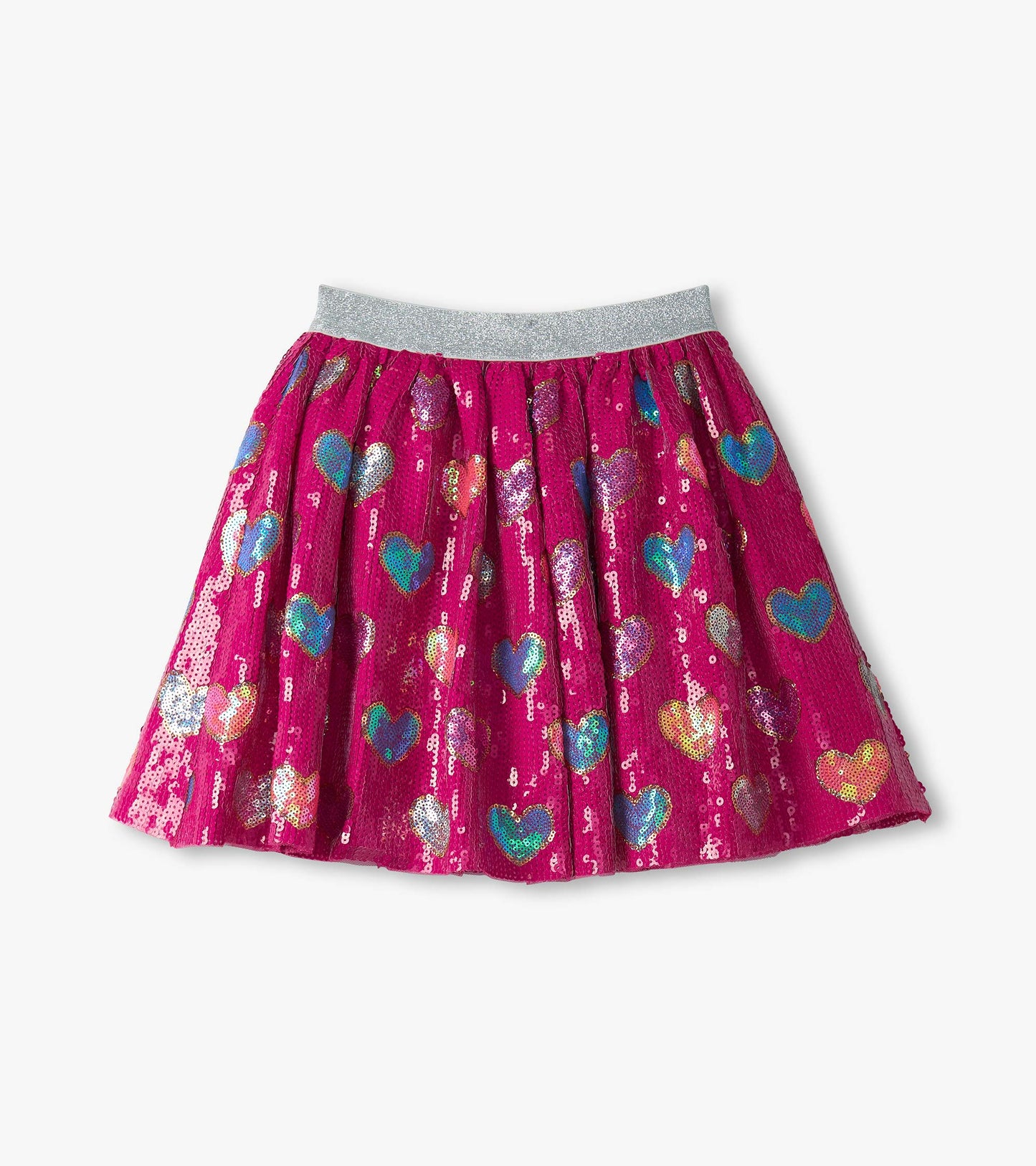 Girls Pink Busted Hearts Sequin Skirt