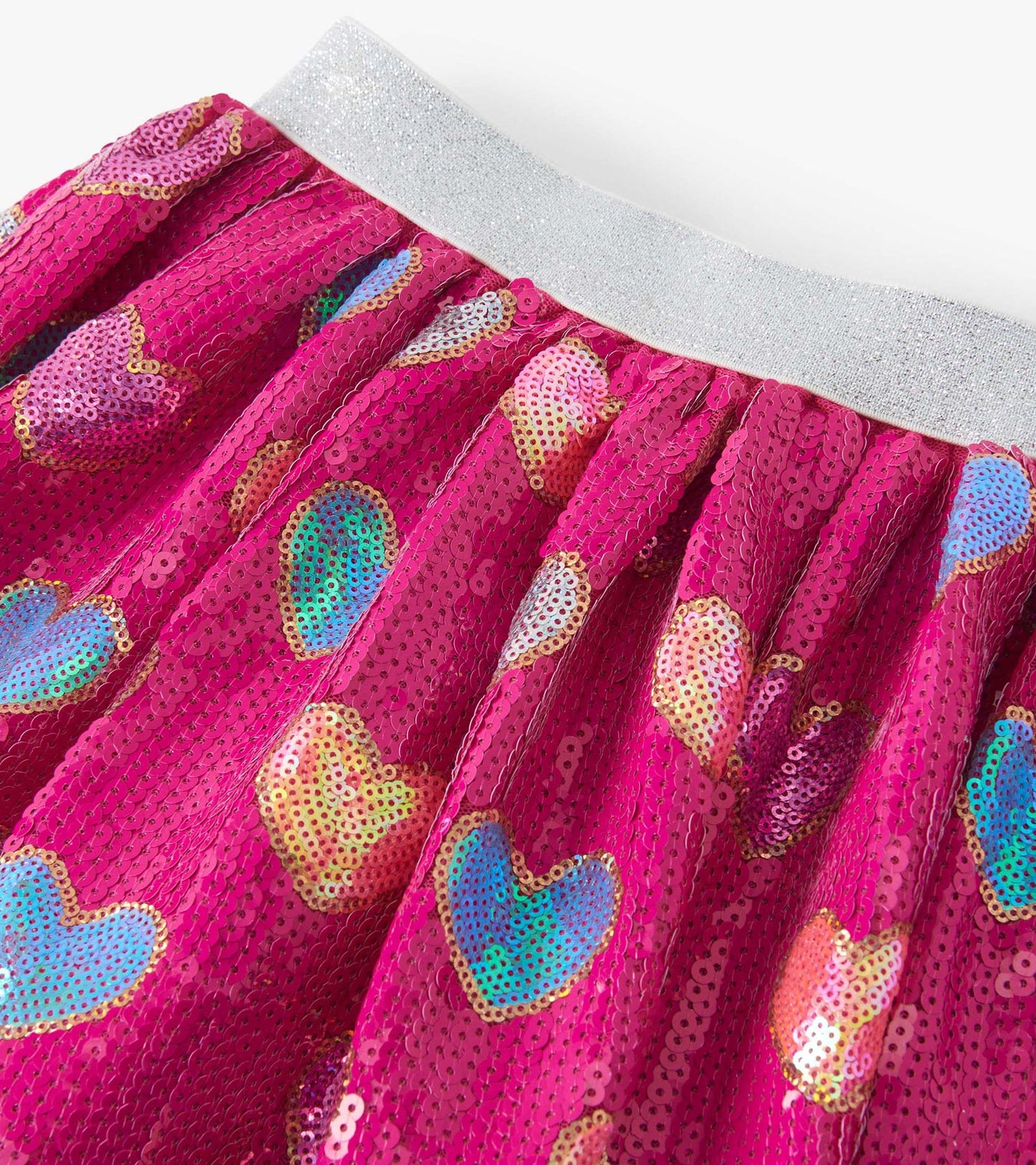 Girls Pink Busted Hearts Sequin Skirt