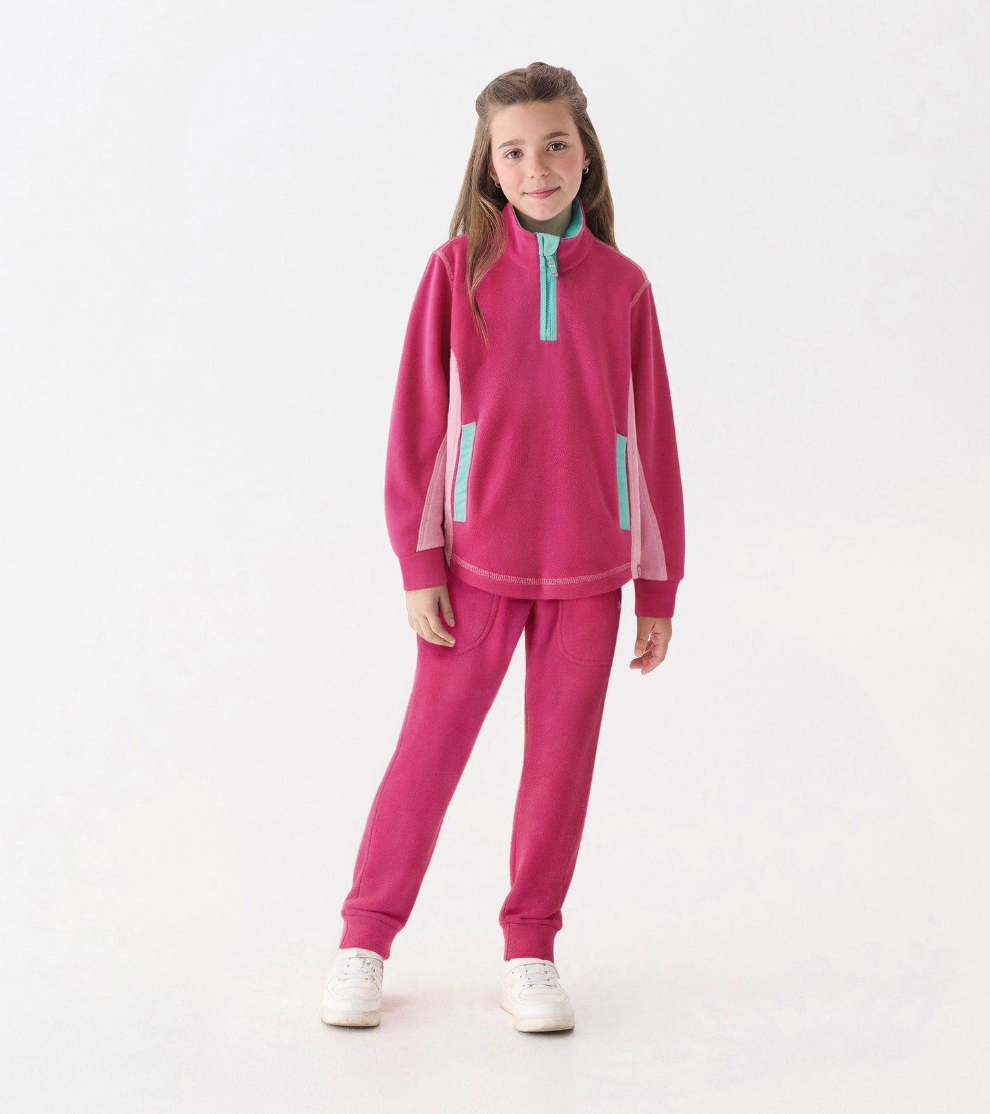 Girls Raspberry Rose 1/4 Zip Mockneck Hatley