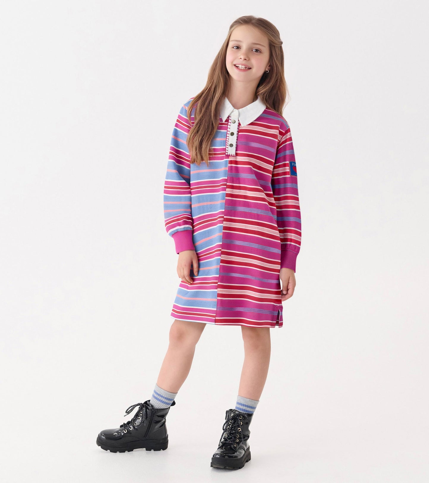 Girls Mixed Stripes Polo Dress Hatley