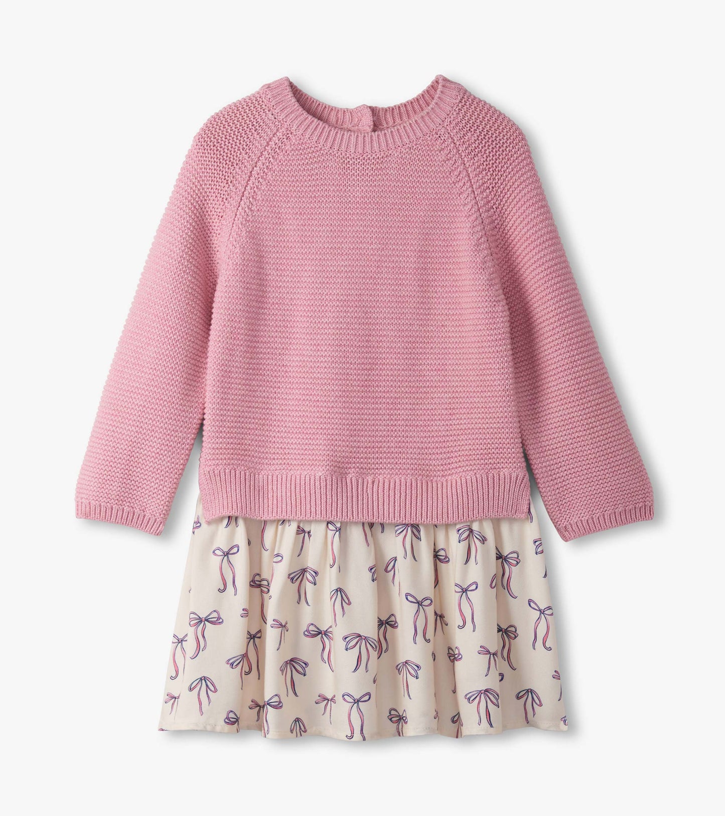 Baby & Toddler Girls Painted Bows Mixed Media Sweater Dress