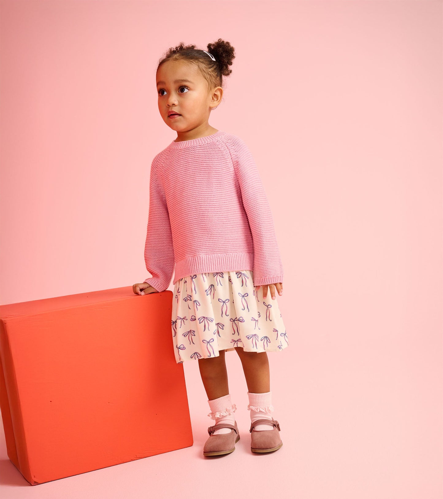 Baby & Toddler Girls Painted Bows Mixed Media Sweater Dress
