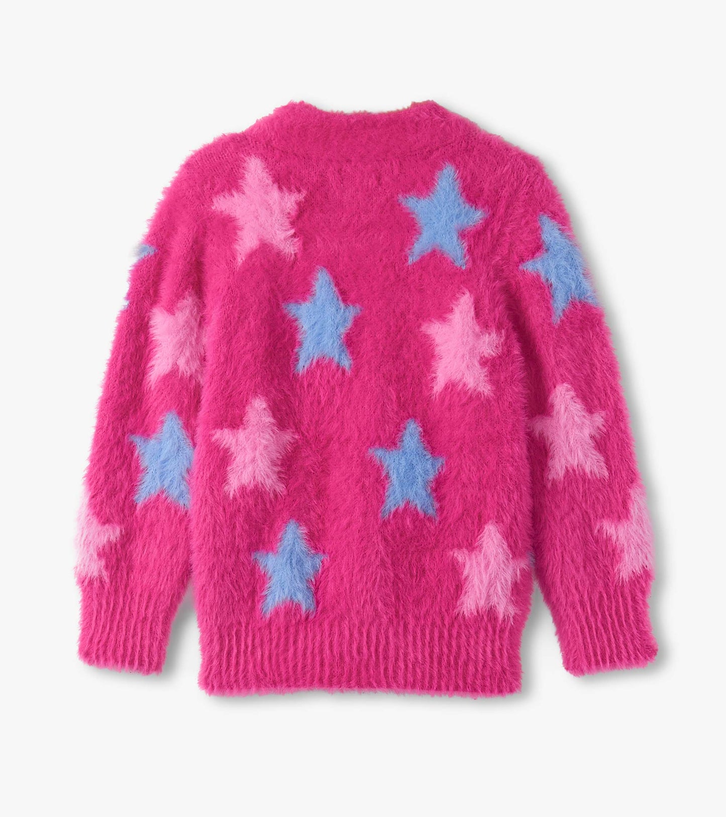 Girls Sparkling Star Fuzzy Cardigan