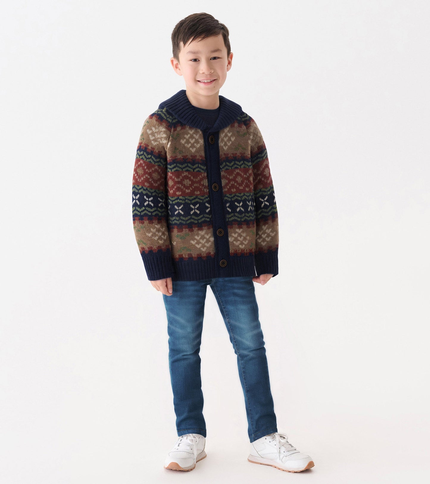 Boys Vintage Fair Isle Shawl Collar Cardigan Hatley
