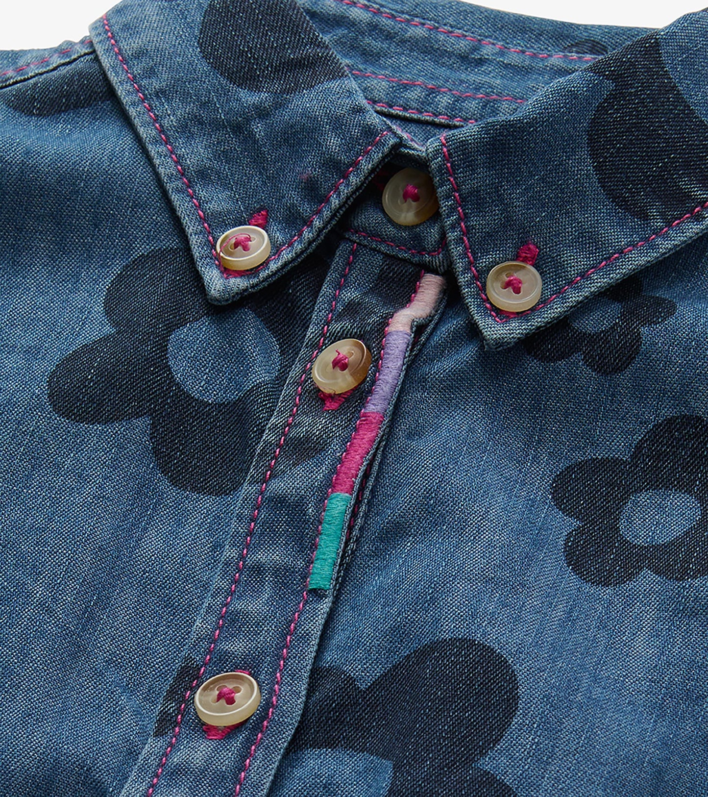 Girls Big Flowers Swing Jean Dress