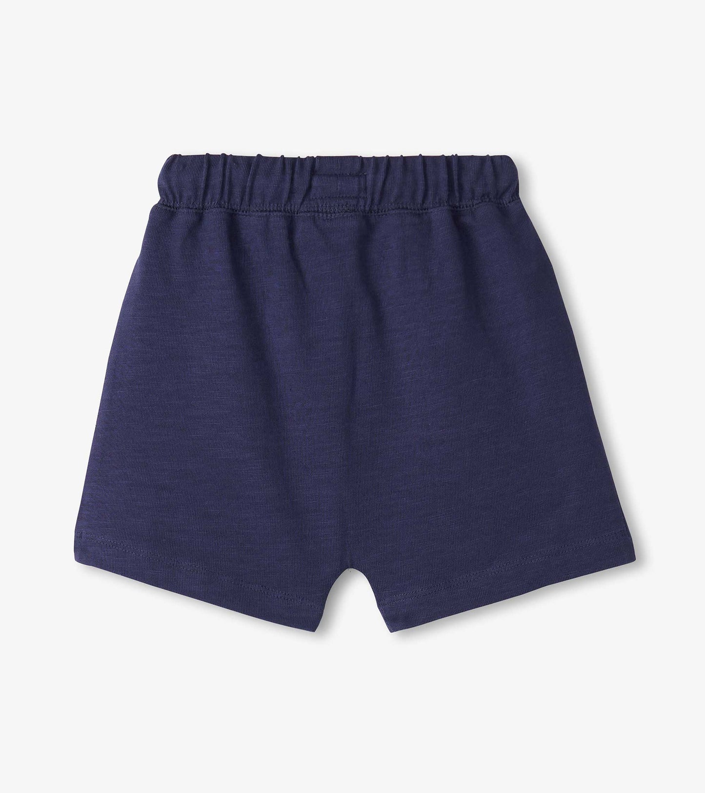 Patriot blue kangaroo shorts for baby and toddler boys, featuring an elastic waistband and a soft, comfortable fabric.