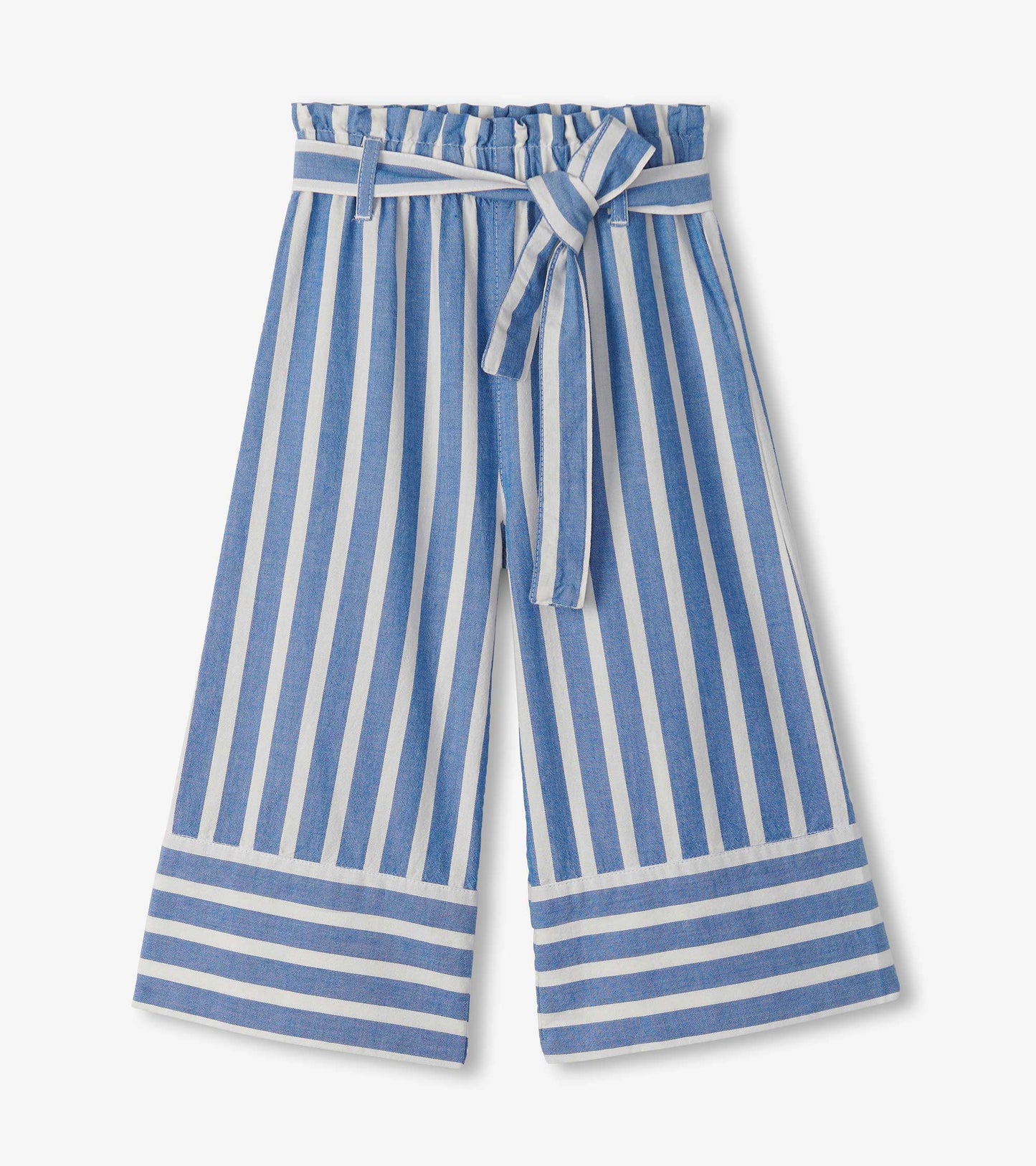 Girls Powder Stripes Cropped Paperbag Pants