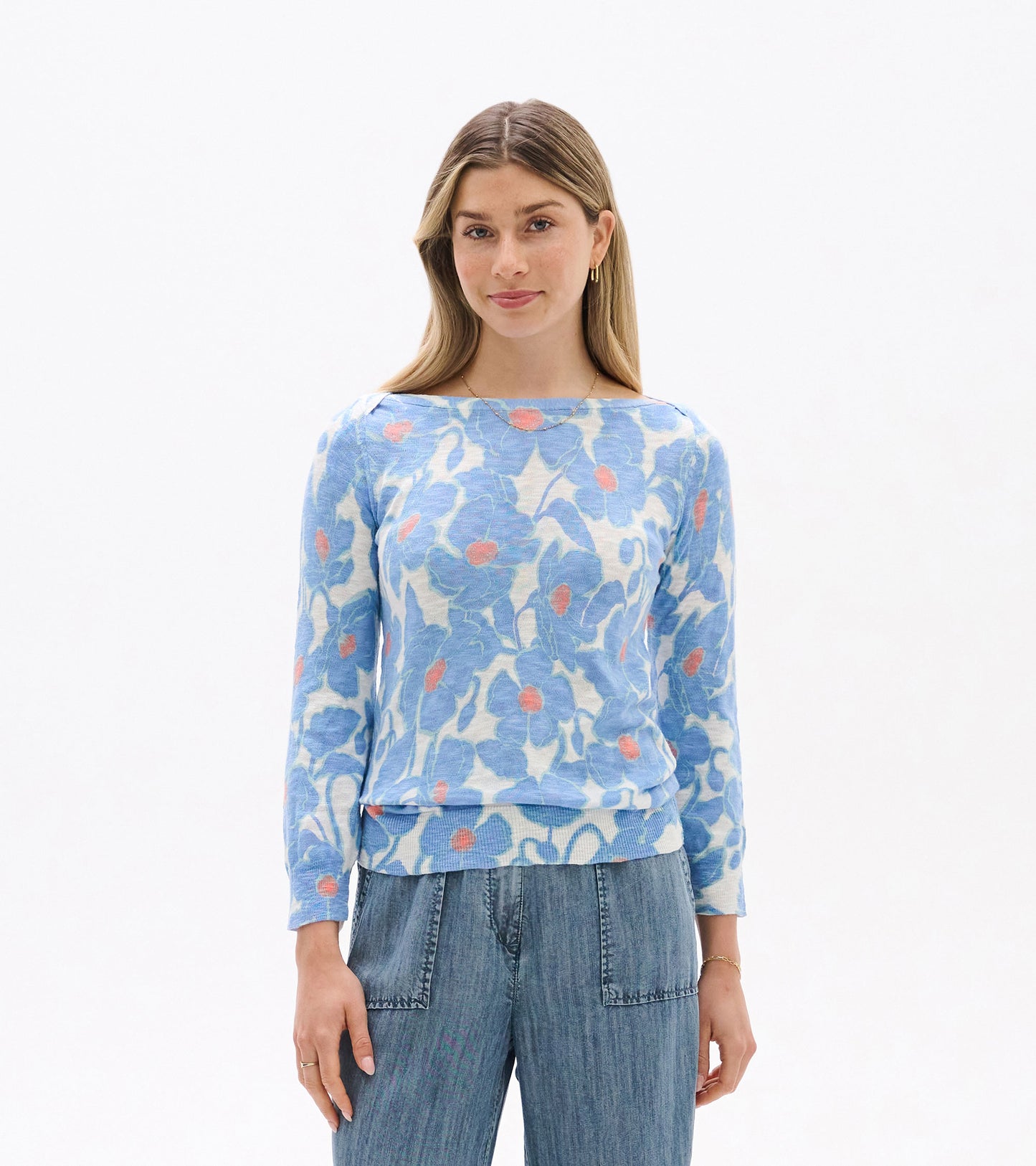 3/4 Sleeve Knit Breton - Textured Poppies