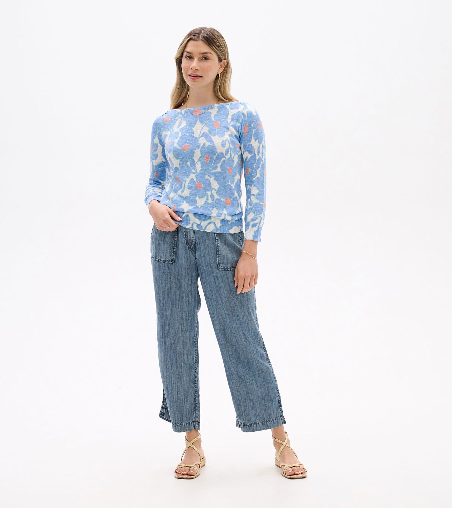 3/4 Sleeve Knit Breton - Textured Poppies