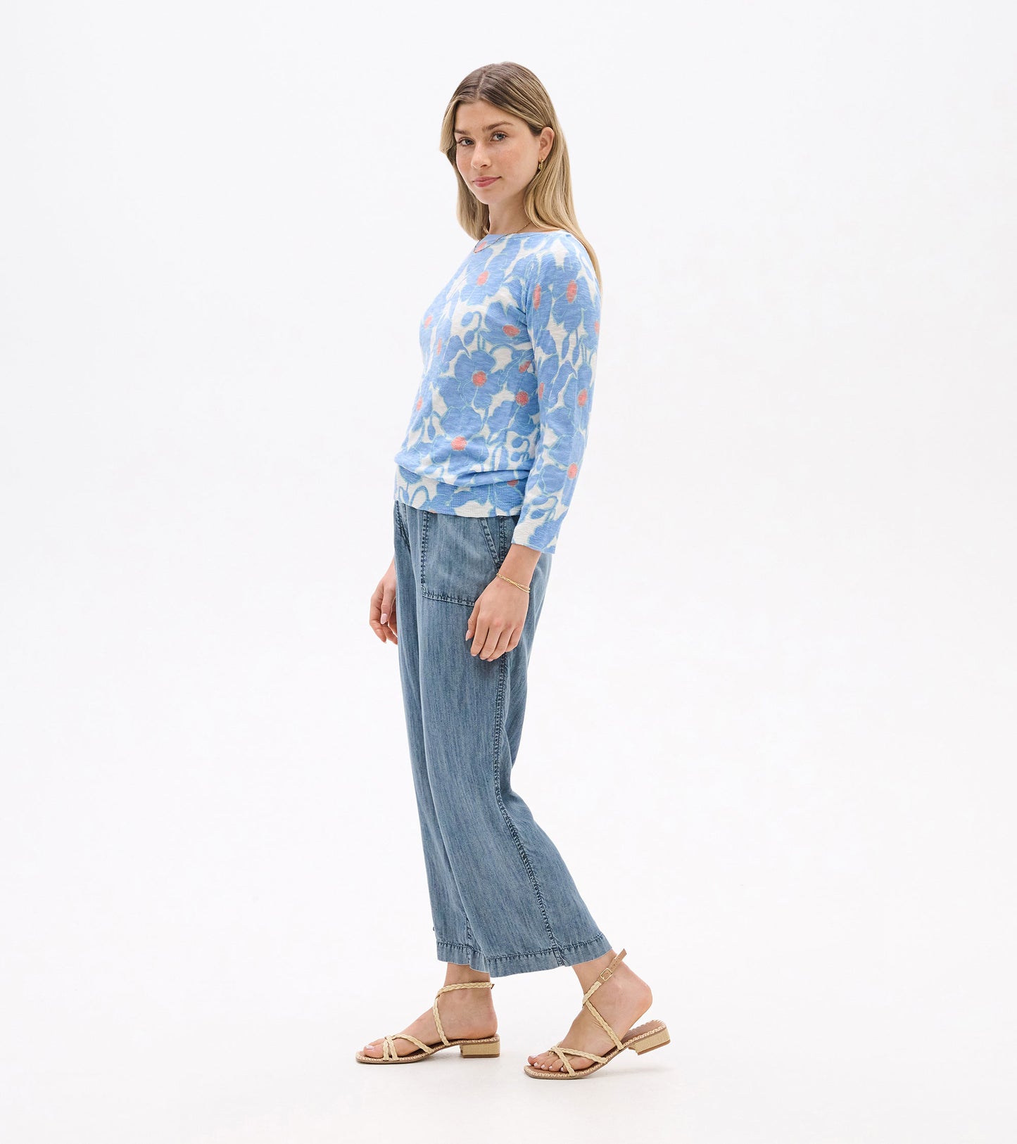 3/4 Sleeve Knit Breton - Textured Poppies