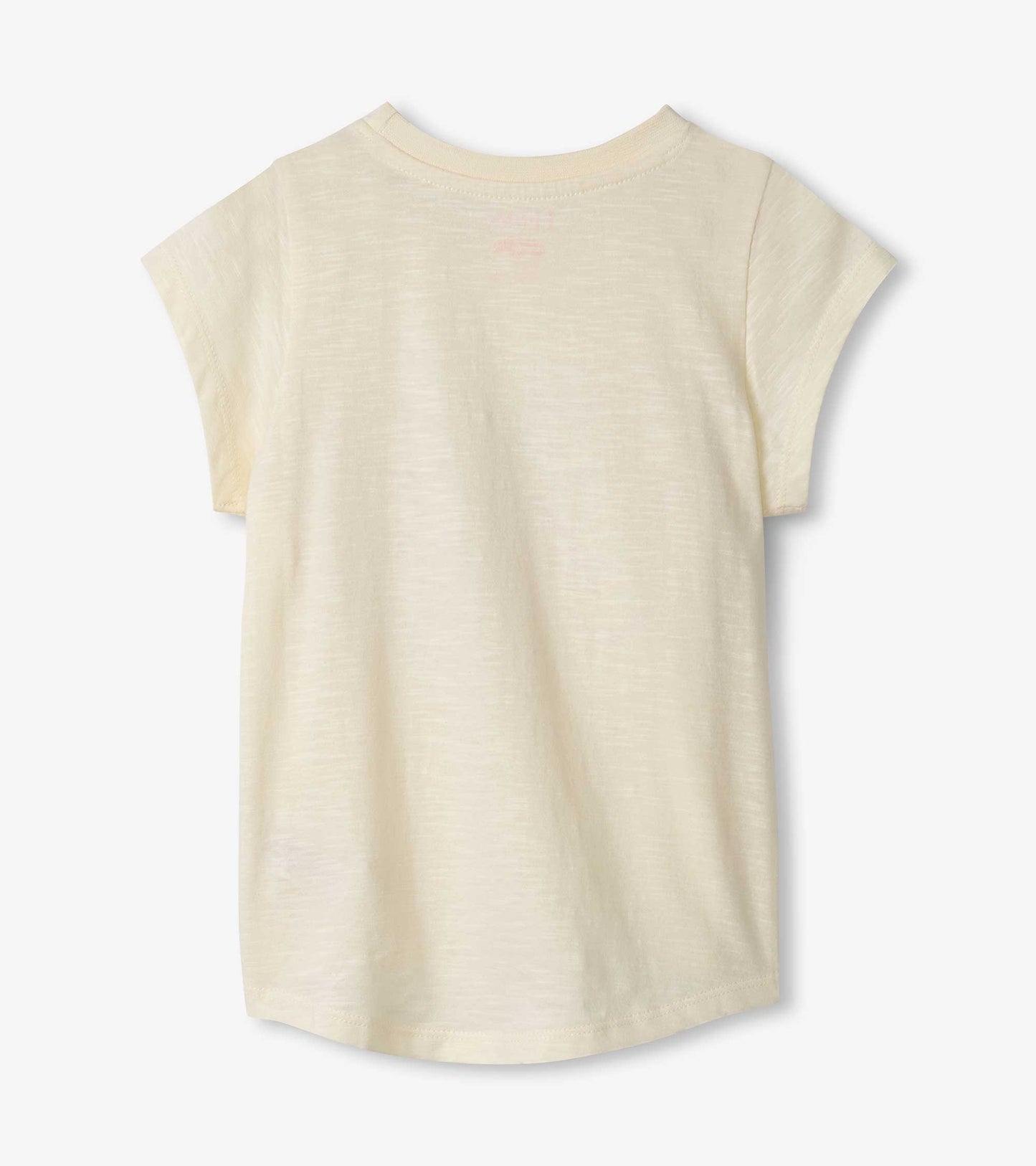 Light yellow tie front t-shirt with short sleeves and a soft, textured fabric.